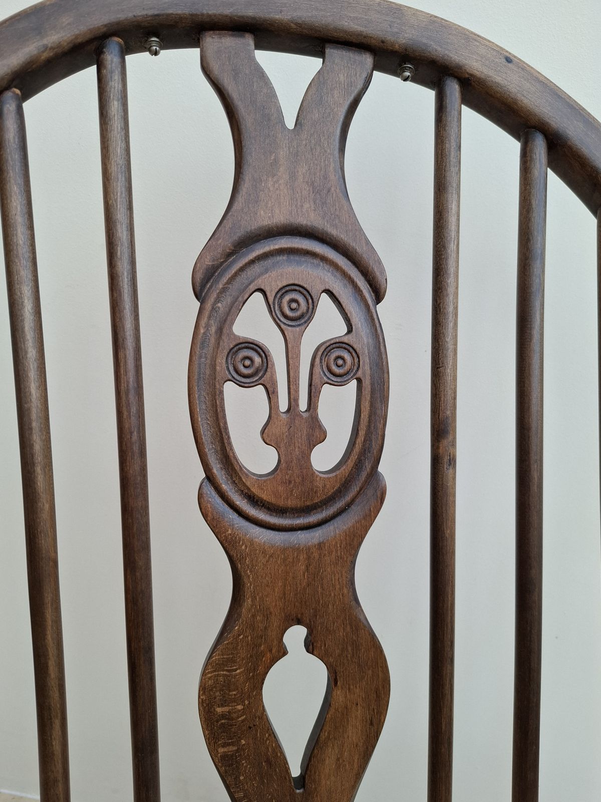 Ercol Easy Arm Chair Fleur De Lys Back Rare 1950's With Tension Springs photo Furniture