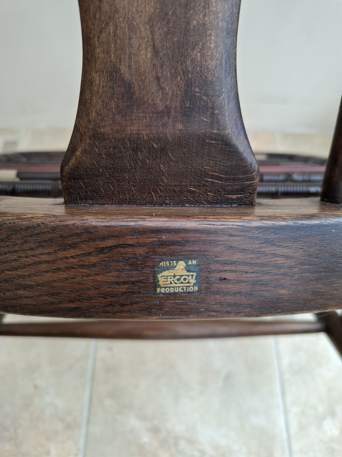 photo furniture Ercol Easy Arm Chair Fleur De Lys Back Rare 1950's With Tension Springs