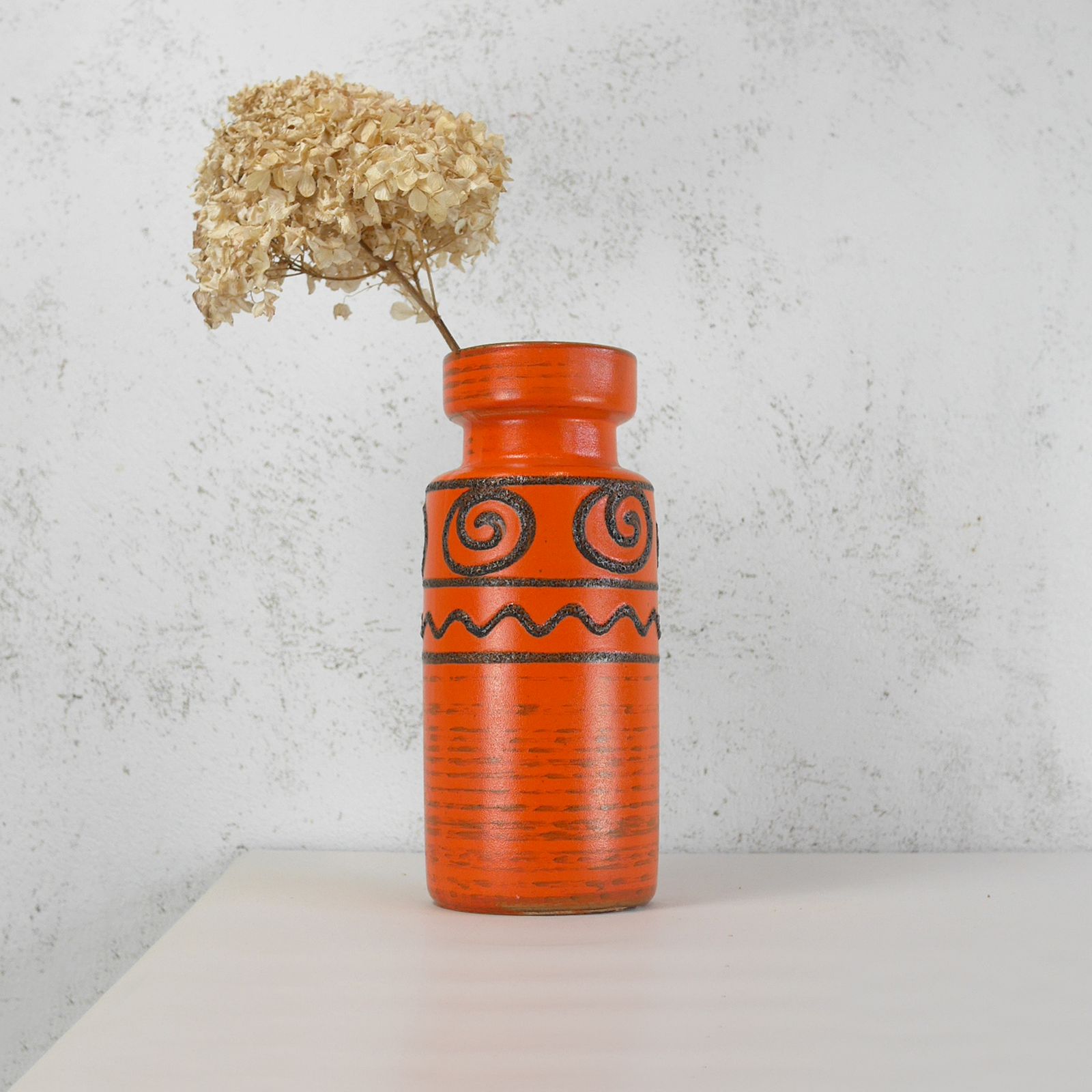Large Mid Century Fat Lava Orange Vase West Germany Scheurich #102691 photo furniture