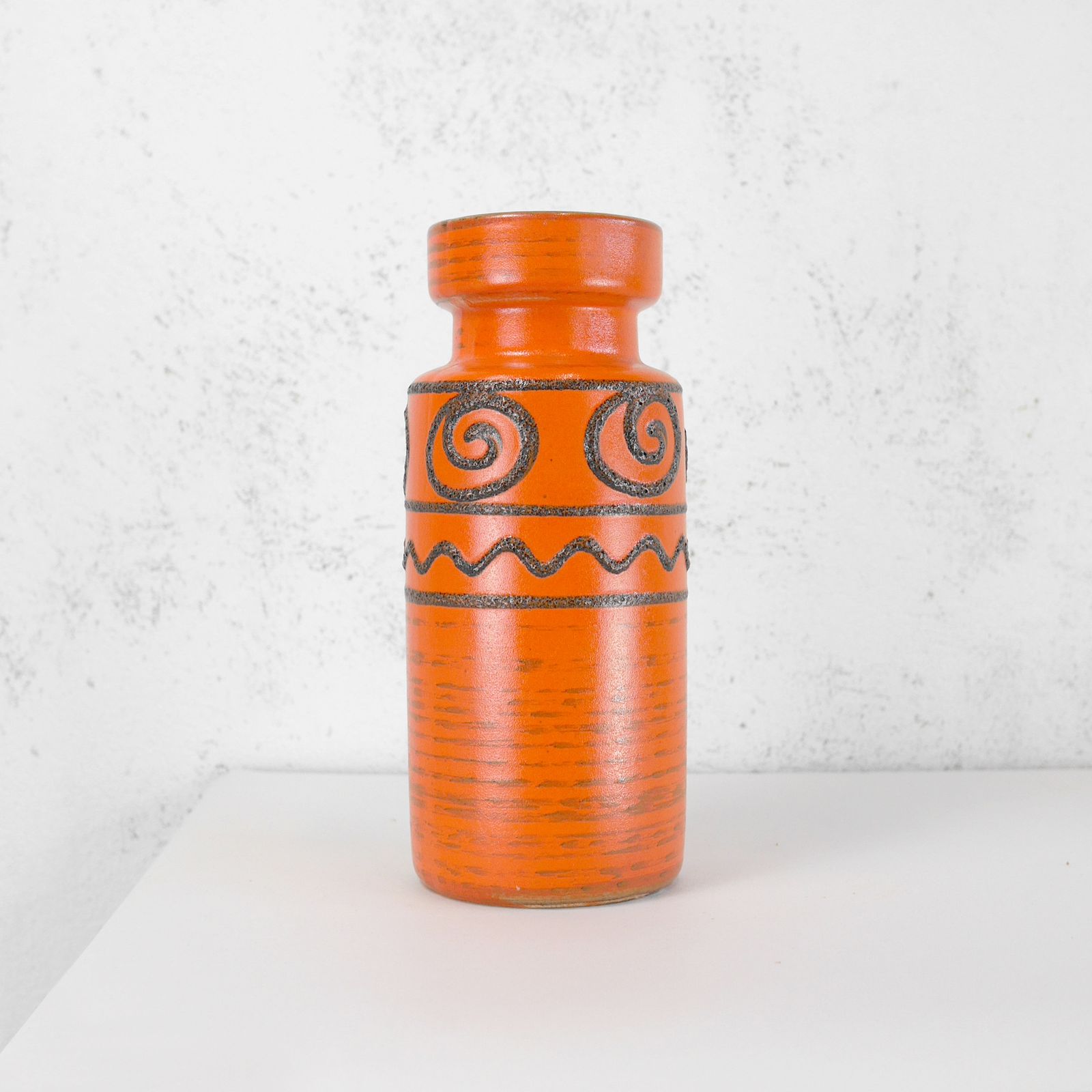 Large Mid Century Fat Lava Orange Vase West Germany Scheurich #102691