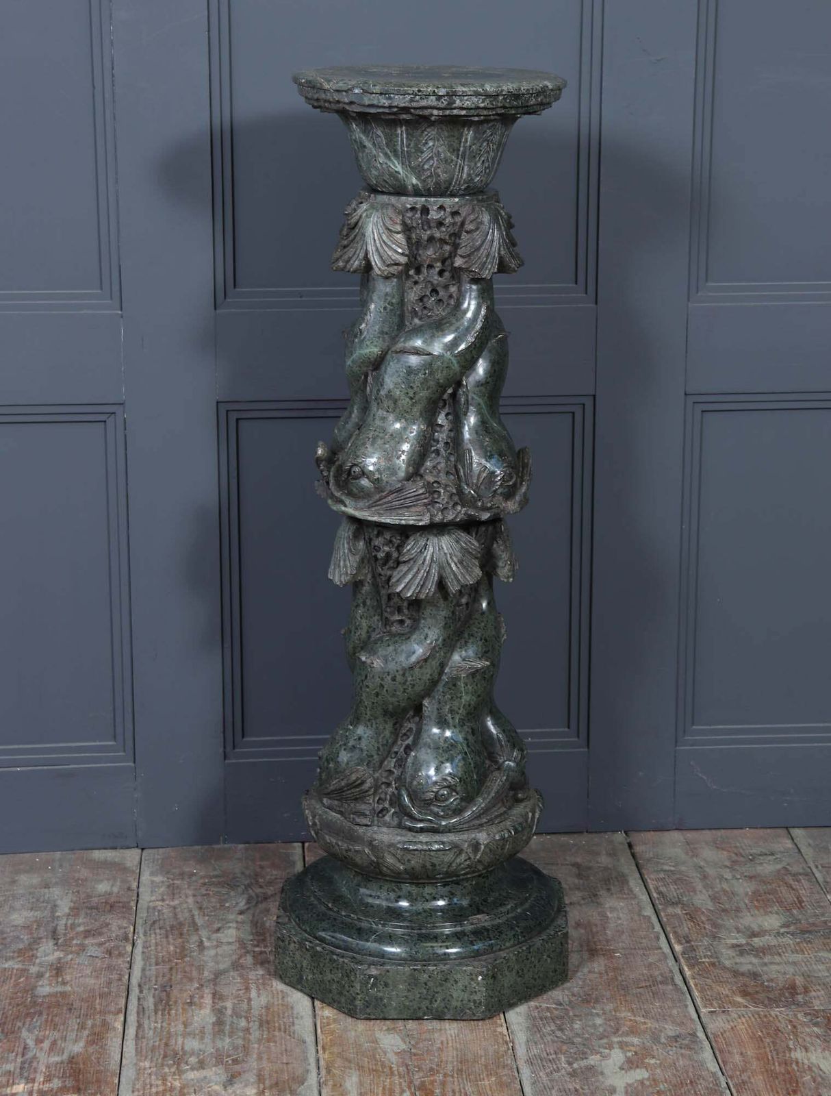 photo furniture Antique Italian Serpentine Marble Pedestal C1880