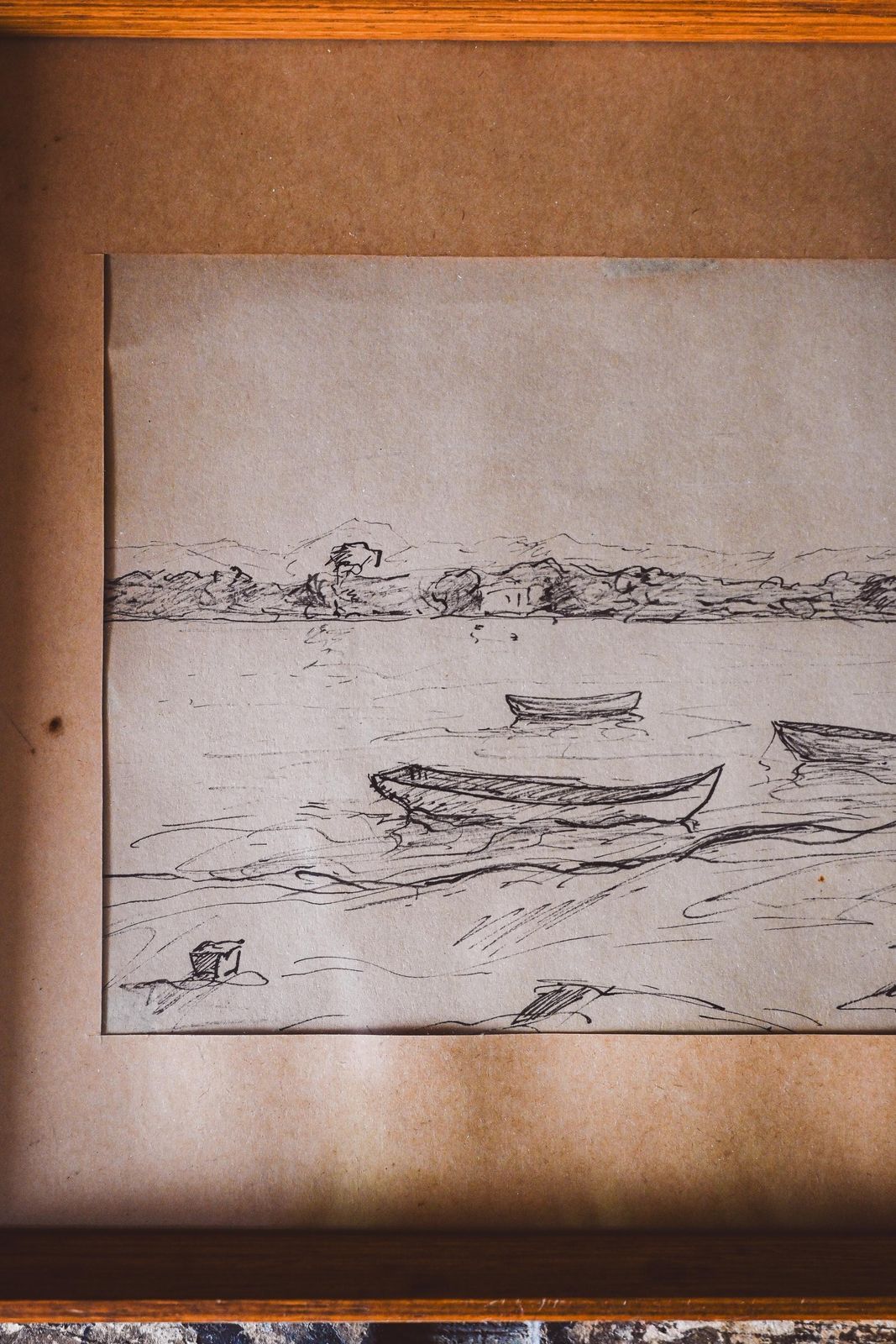 Vintage Harbor Ink Drawing On Paper   Original Maritime Artwork   Nautical Scene Illustration photo furniture