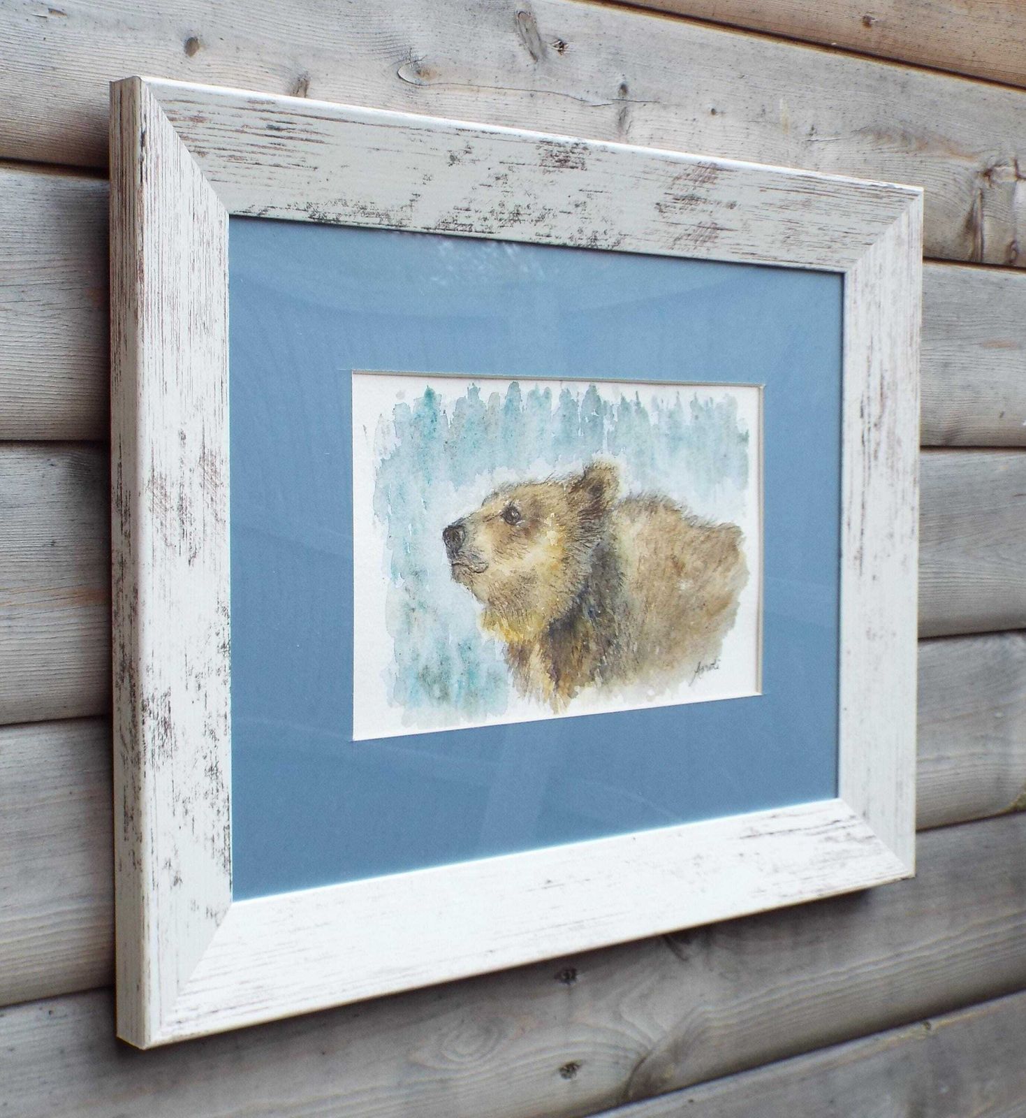 Brown Bear Watercolour Bear Painting Framed Wildlife Original Andi Lucas photo vinterior