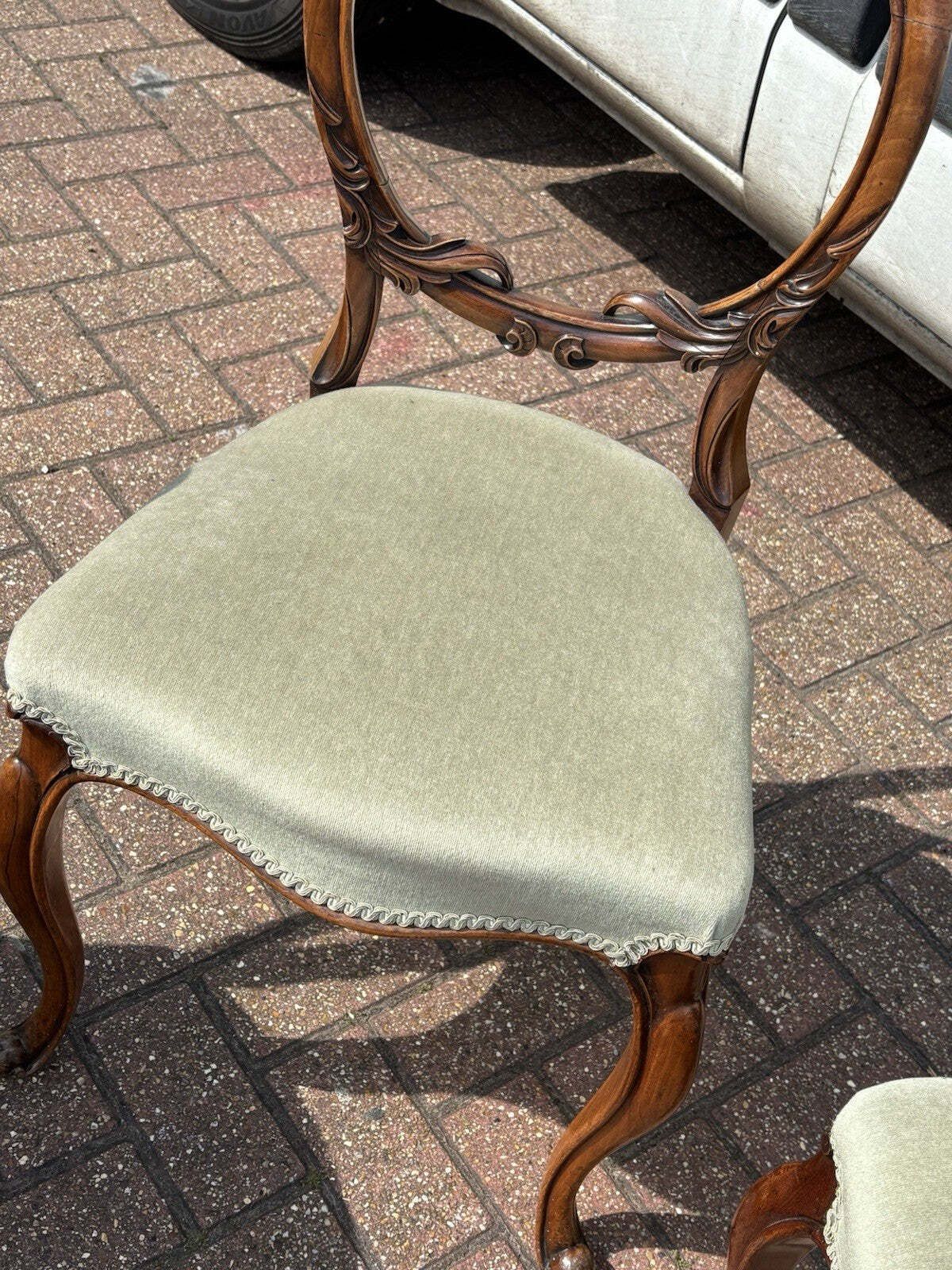 photo for sale Victorian Walnut Set Of Balloon Back Dining Chairs.