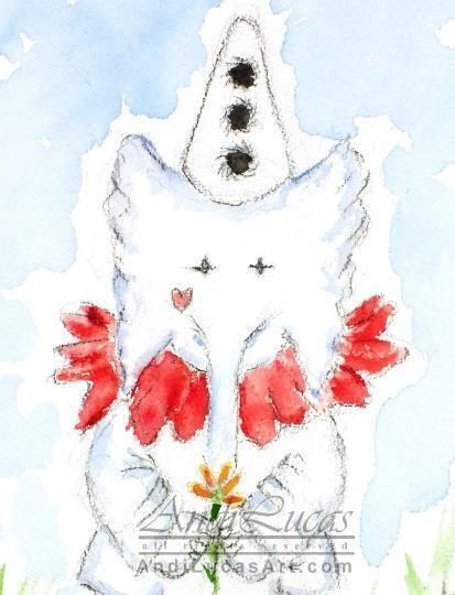 Elephant Pierrot Clown Illustration Original Watercolour Painting Andi J Lucas photo furniture