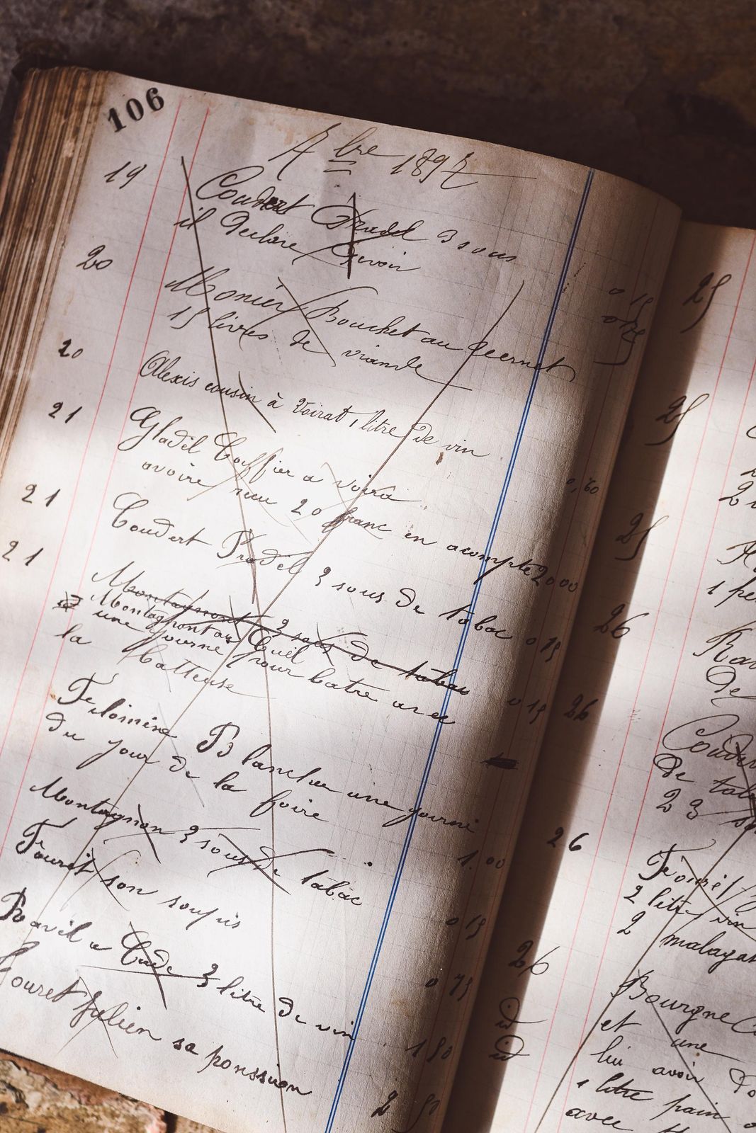 Antique 1892 Hotel Ledger: Handwritten Historical Document From Victorian Era Inn photo for sale