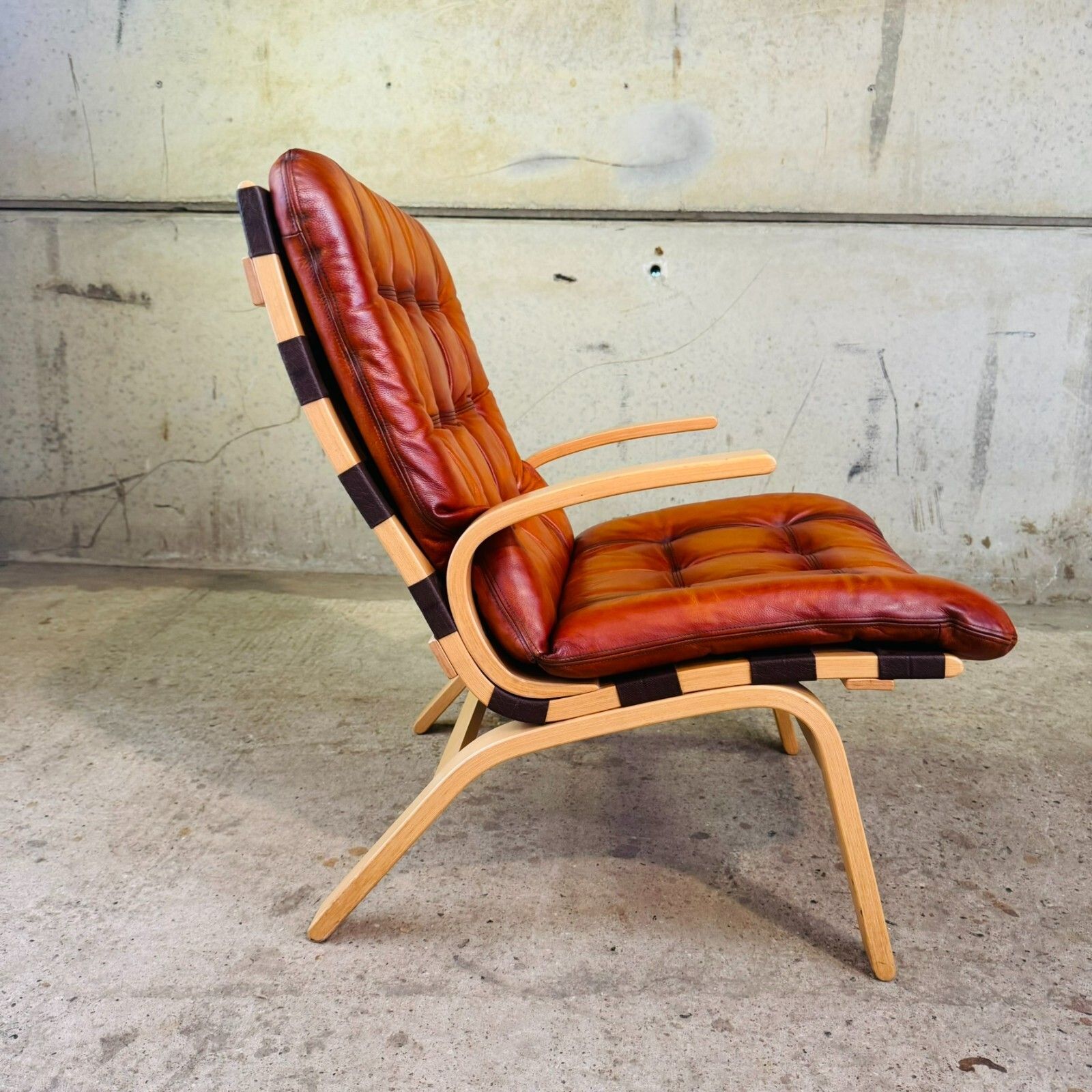 Vintage Danish Tan Leather And Bentwood Chair – Stylish, And Comfortable #A575 photo 695.0
