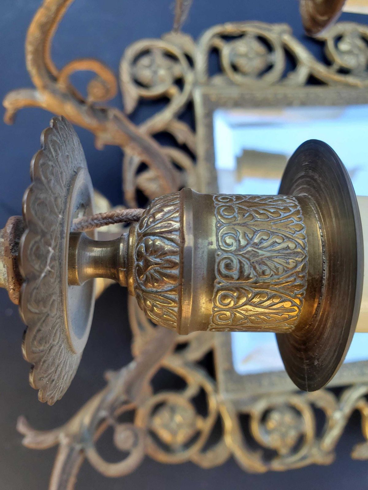 photo furniture French Antique Bronze Mirror Candlestick Sconces / Pair Of Bronze Mirror Sconces / Electric Converted 6 Bulb Sconces / 19c Sconces