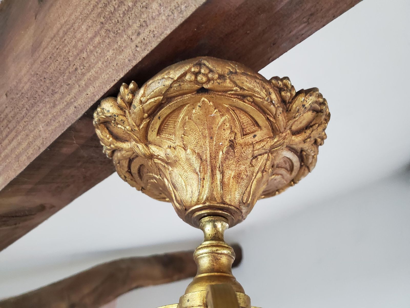 photo for sale French Bag Or Basket Chandelier / Large French Chandelier / Cut Crystal Chandelier / 6 Bulb French Empire Chandelier / Bronze Chandelier