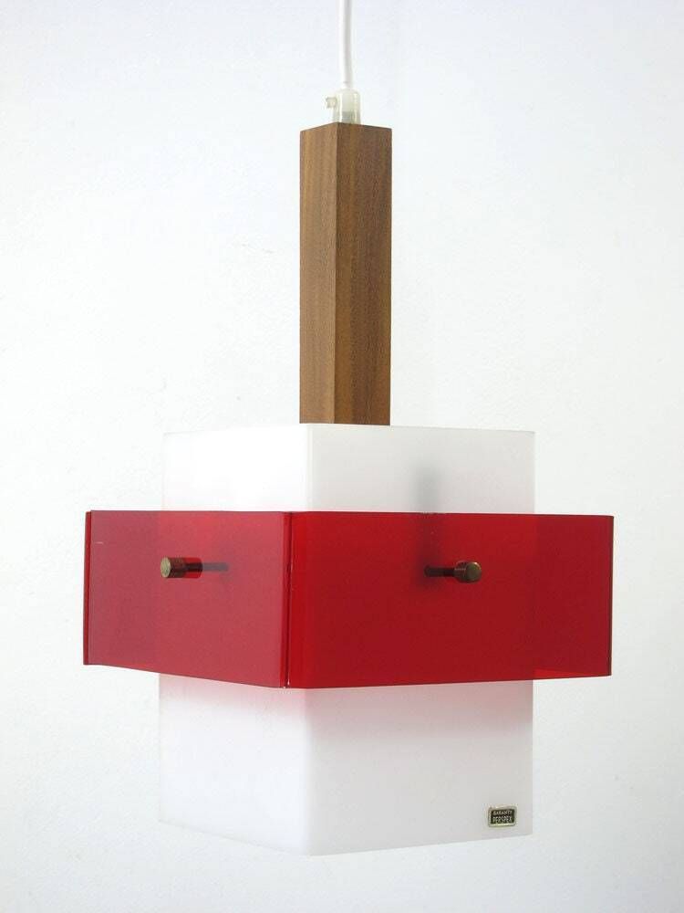 Red Vintage Pendant, Achille & Pier Giacomo Castiglioni, Flos, George Nelson, Gino Sarfatti, Joe Colombo, Retro, Fifties, Sixties