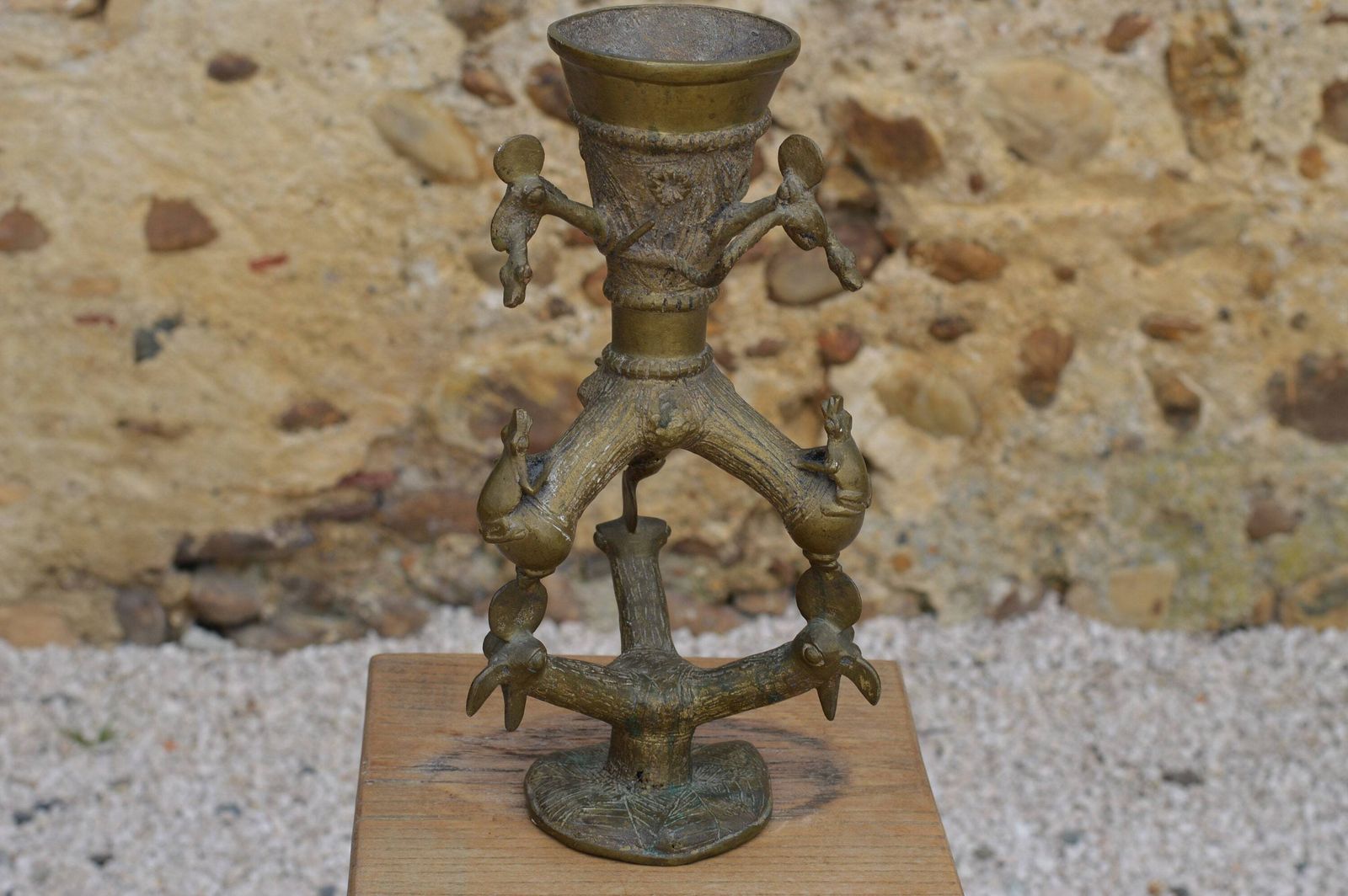 Bronze Gilded Tree Sculpture / Tree Sculpture Curiosity / Sculpture With Birds, Snakes And Frogs / Spiritual Art Sculpture / Ancient Vase photo furniture
