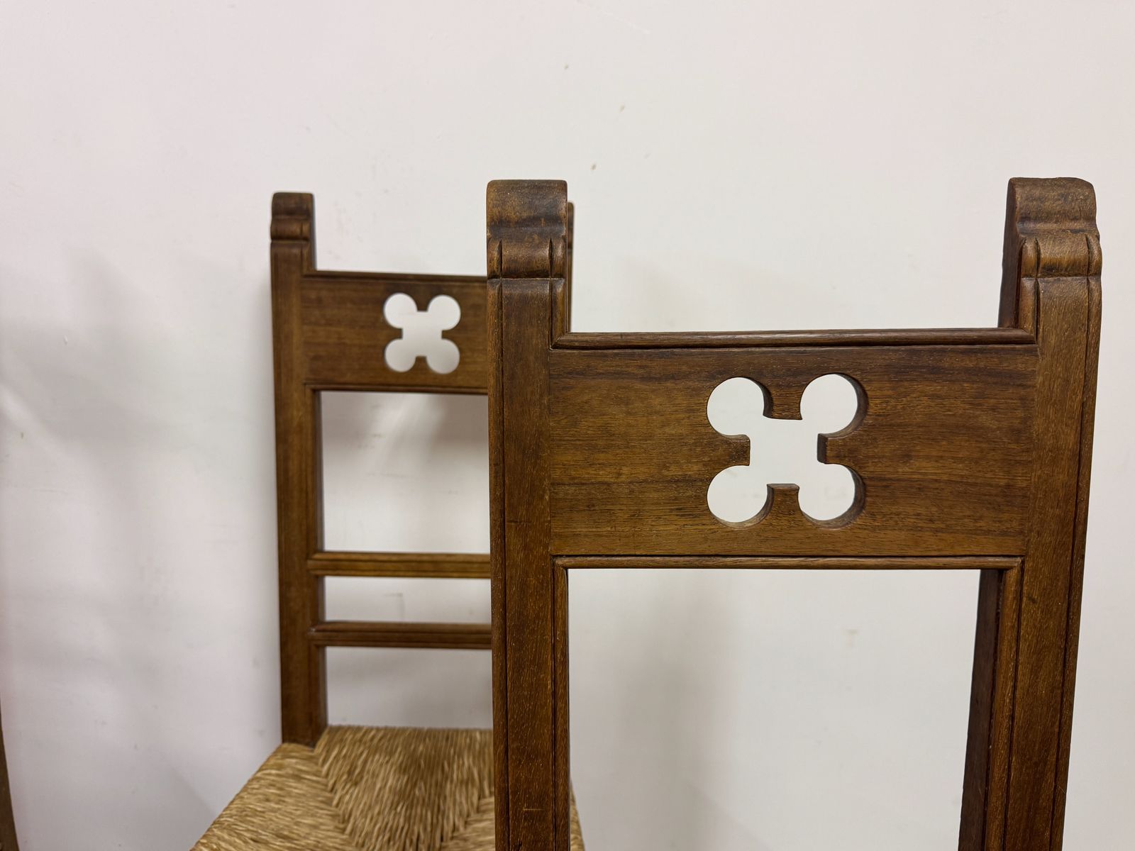 Set Of Six Arts And Crafts Ecclesiastical Dining Chairs, Circa 1900 photo furniture