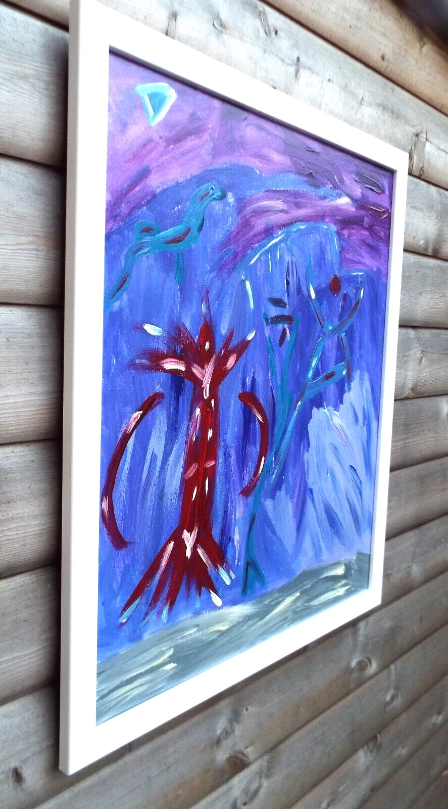 Original Abstract Painting A Night's Odd Figures Signed Framed Fraser J Lucas photo vintage