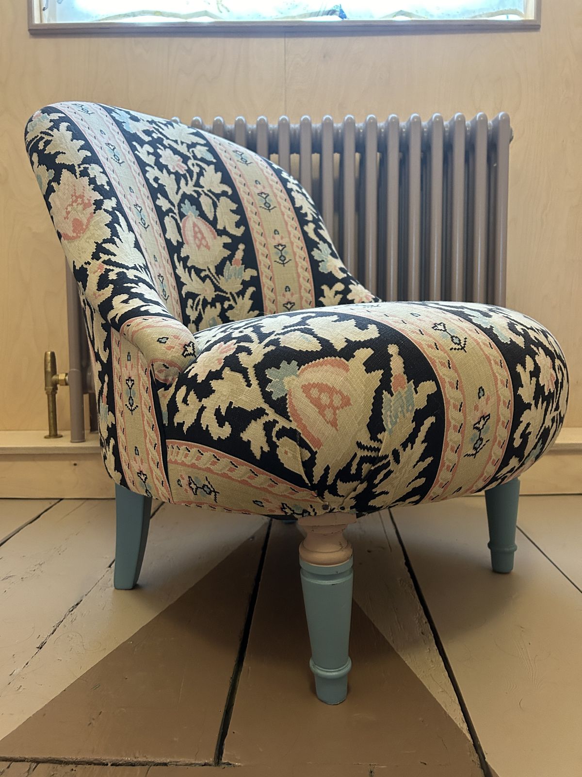 Nursing Chair Reupholstered In Genevieve Fabric By Kate Forman With Painted Legs photo furniture