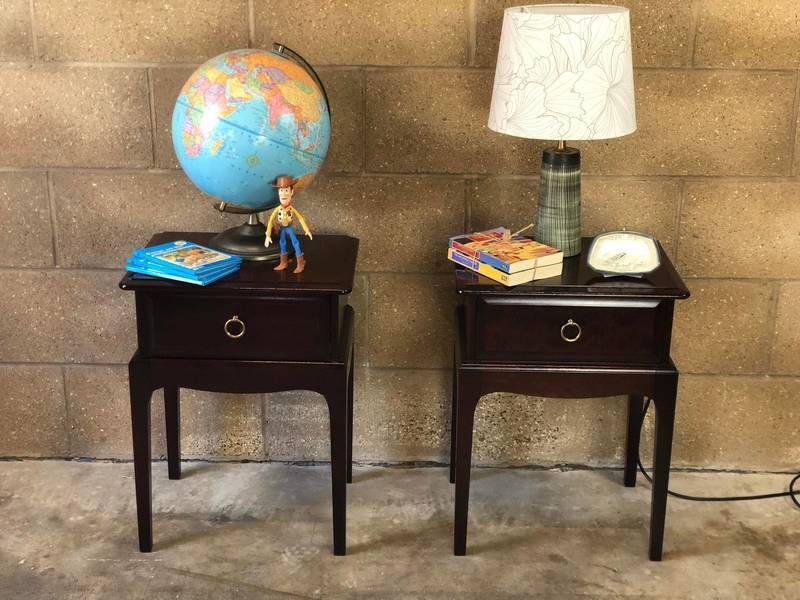 A Pair Of Stag Bedside Tables With Drawers photo for sale