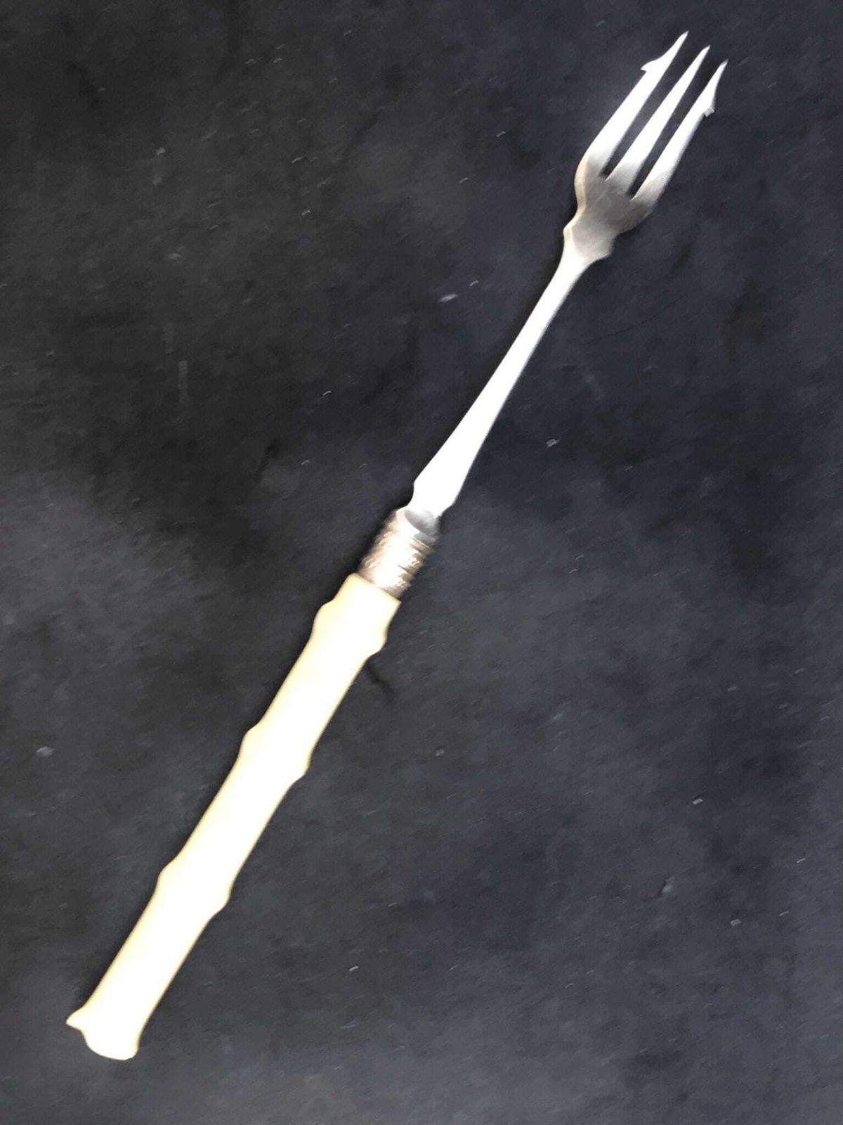 Pickle Fork Antique English Silver Plated Handled Pickle Fork C.1880 Victorian Gift For Him Olives Fork Bar Accessory Meat Server photo vinterior
