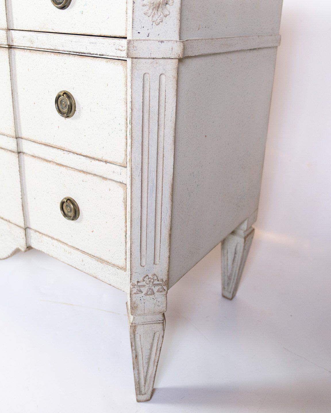 Gustavian Chest Of Drawers With 3 Drawers Grey Painted With Marbled Top, Swedish Origin From 1840s photo for sale