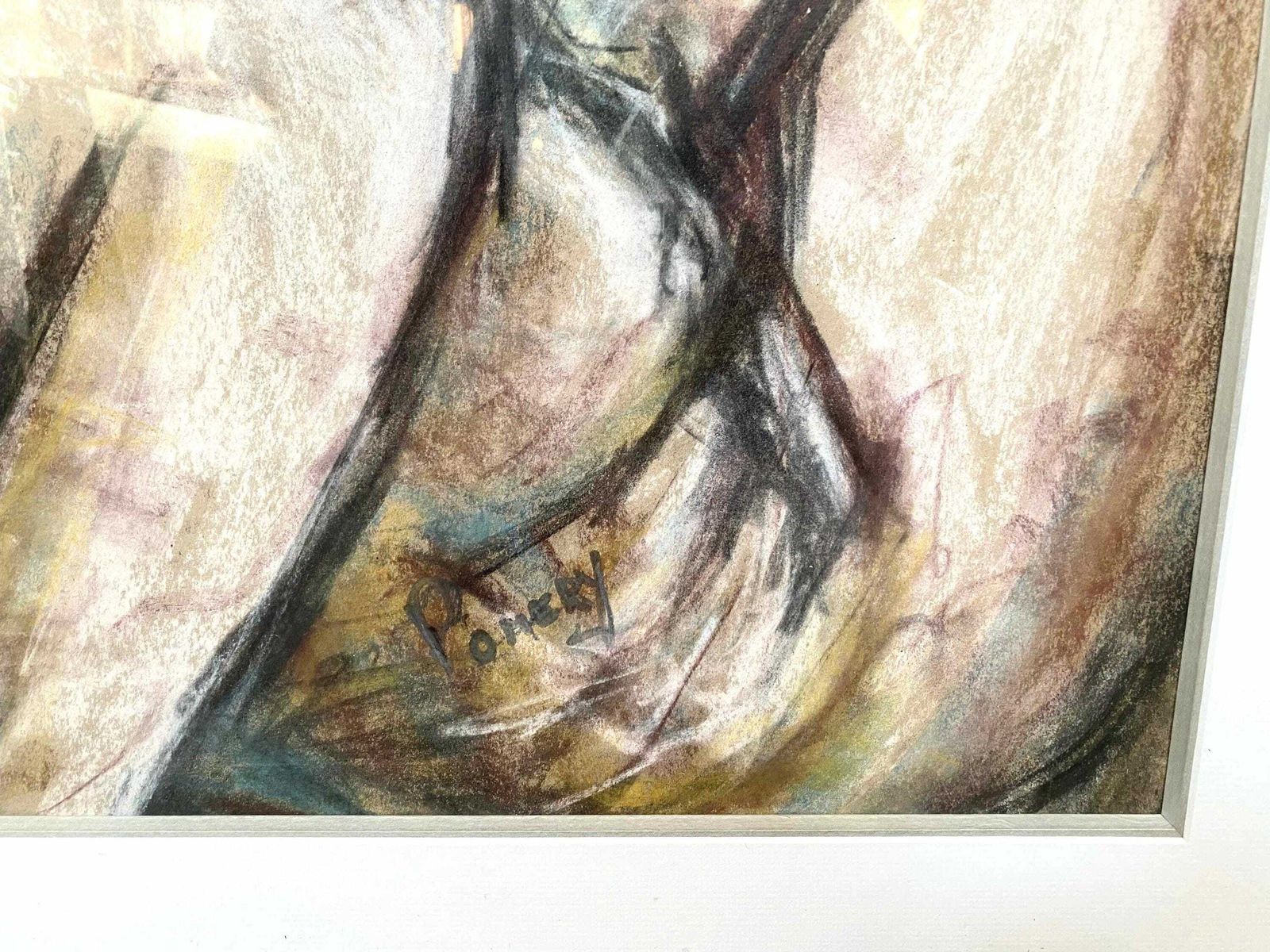 Large Framed Figurative Pastel On Paper   Signed Pembrokeshire Artist Susan Pomery photo vinterior