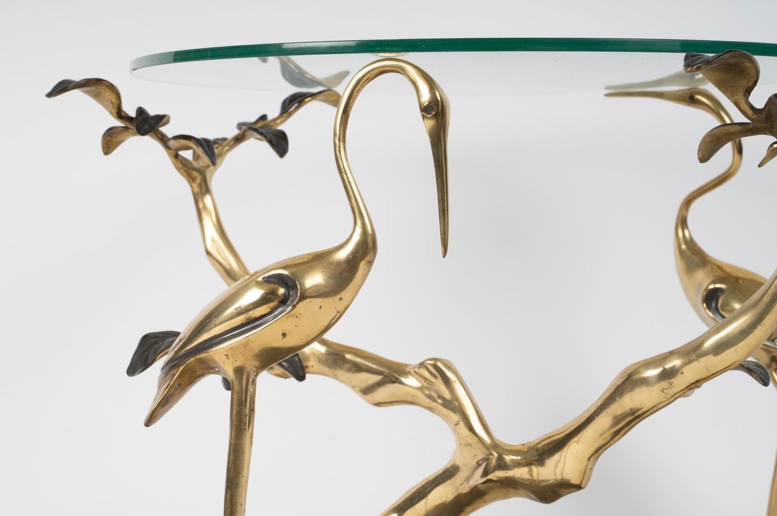 Coffee Table, End Of Sofa In Patinated And Gilded Bronze, Flamingo Design. photo for sale