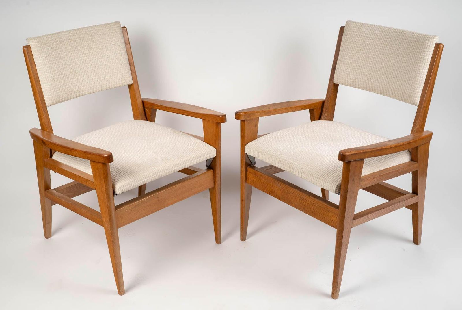 Pair Of 1950s Oak Armchairs, Convertible, Two Seat Heights. photo furniture