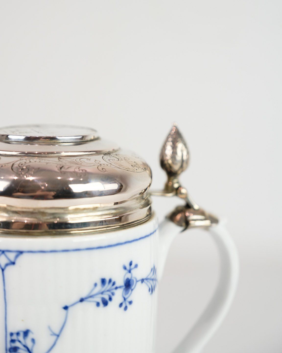 Lidded Mug With Baroque Lid Model 1/2023 In Porcelain & Silver Fluted Blue Fluted By Royal Copenhagen photo furniture