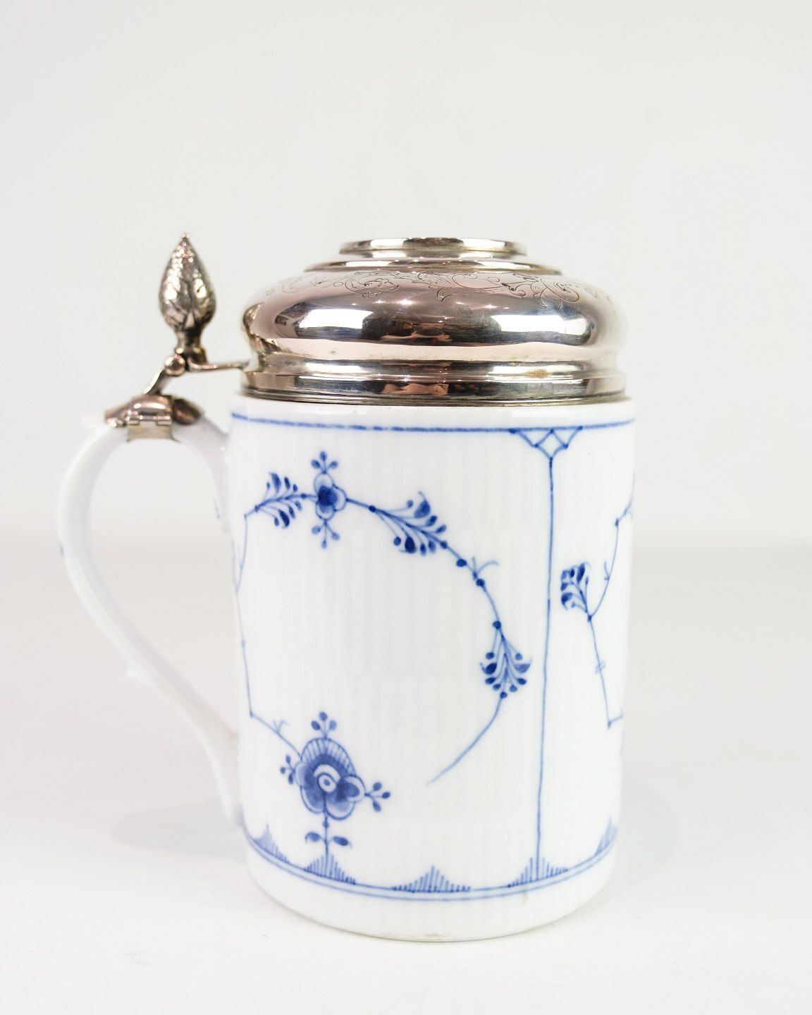 Lidded Mug With Baroque Lid Model 1/2023 In Porcelain & Silver Fluted Blue Fluted By Royal Copenhagen photo Home Decor