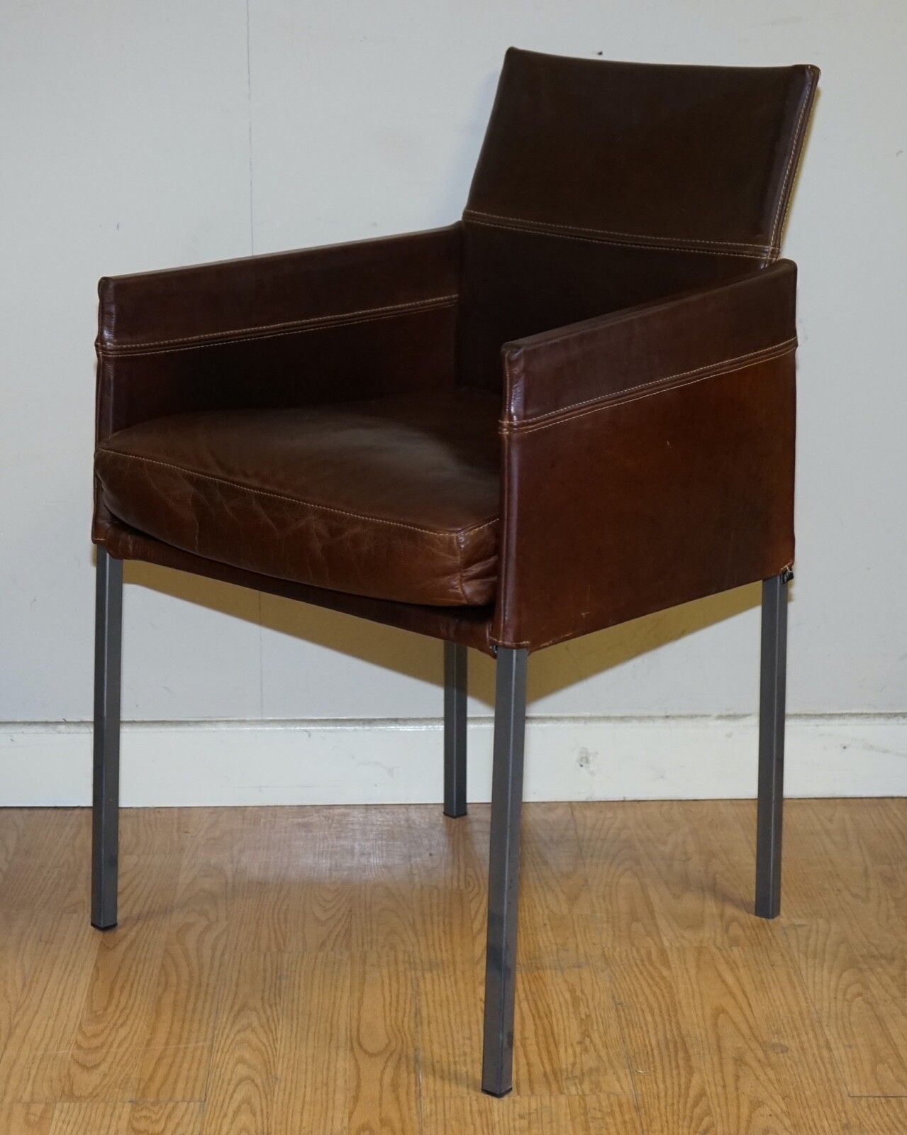 Vintage Brown Leather And Steel Texas Dining Chair By Karl Friedrich Förster photo Furniture