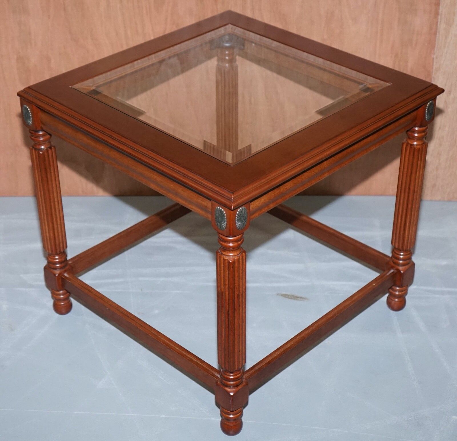 photo for sale Pair Of Beautiful Wooden Side Tables With Glass Top