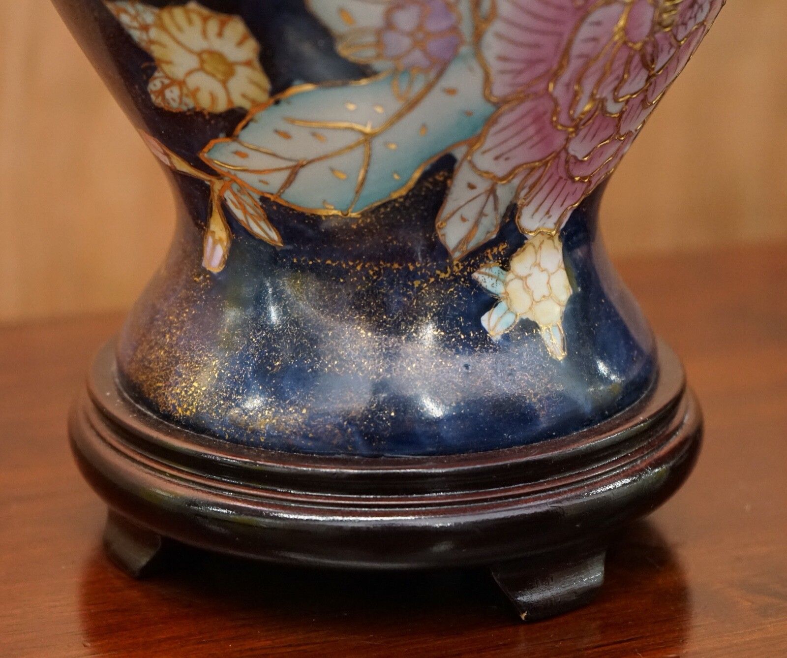 Navy Blue Lamp Stand With Floral Artwork photo buy