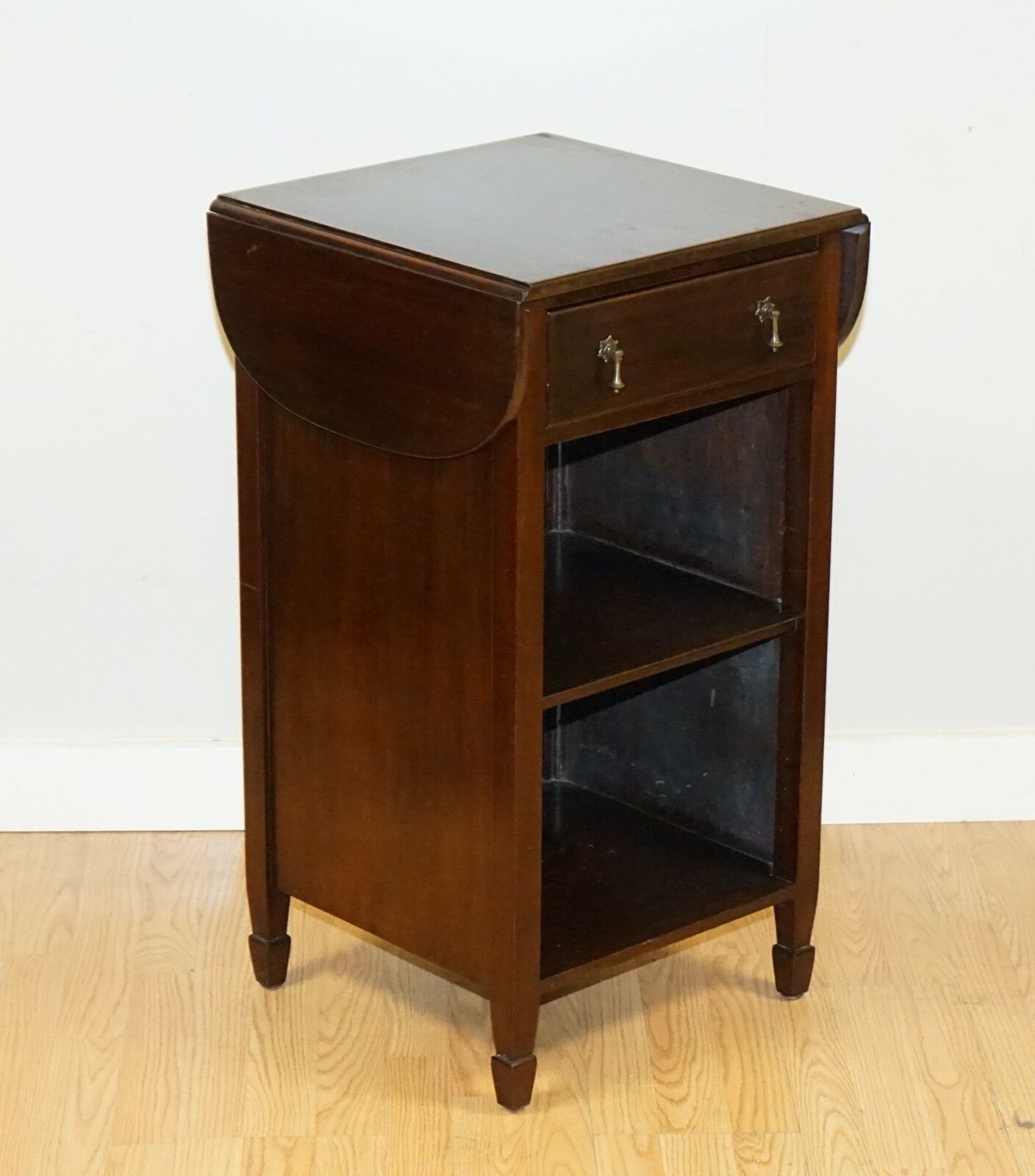 Lovely Vintage Mahogany Side End Hardwood Table With Drawer And Shelfs photo furniture