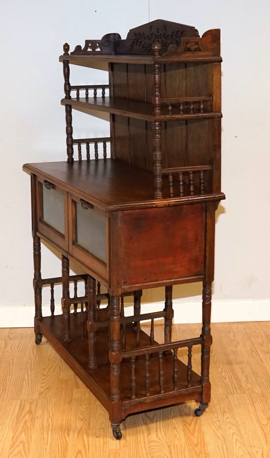 photo for sale Victoria Regina Stamped Hallway Whatnot Sideboard Glazed Door Porcelain Castors
