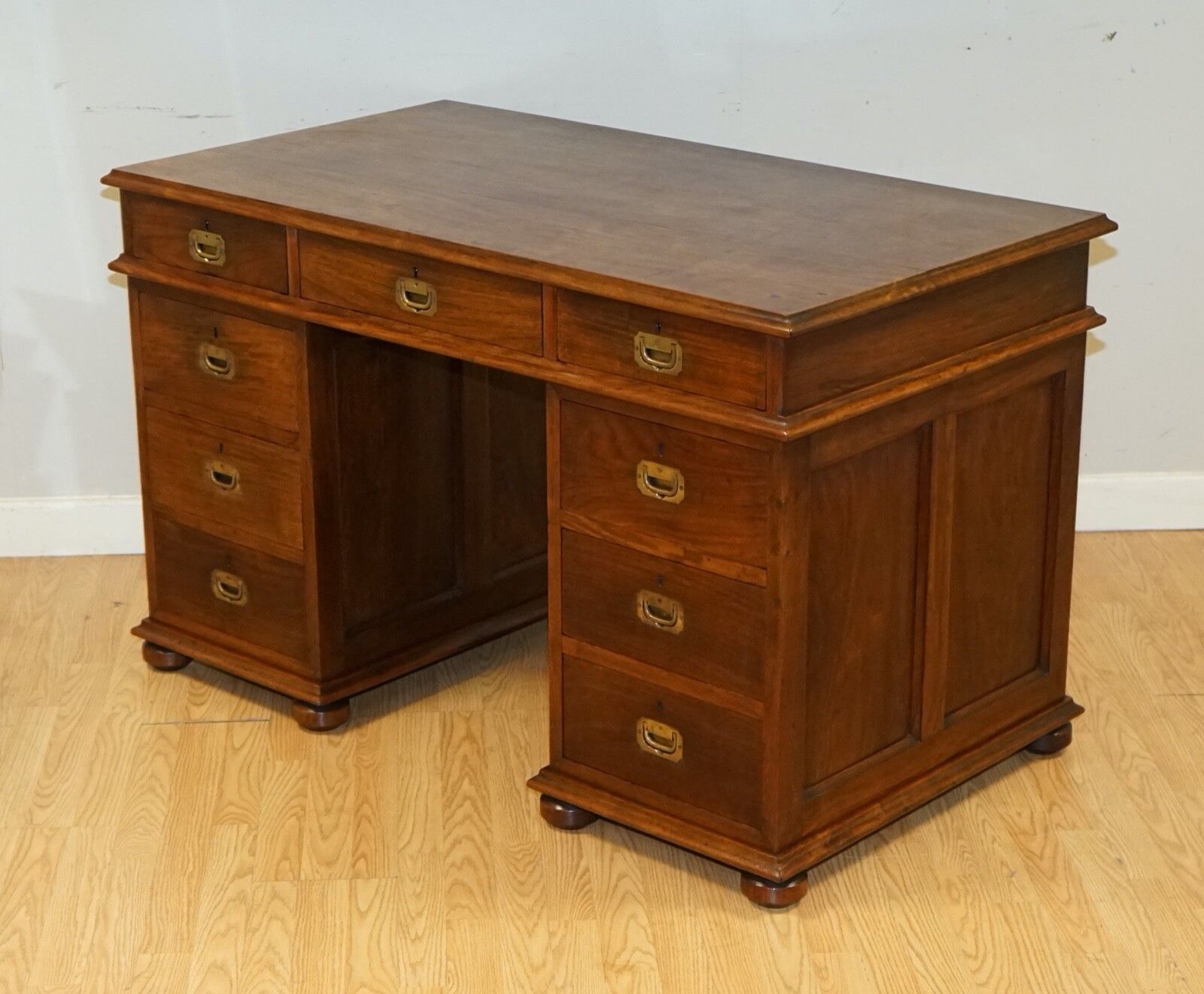 Antique Rare Circa 1880 Victoria Regina Military Campaign Pedestal Desk photo furniture