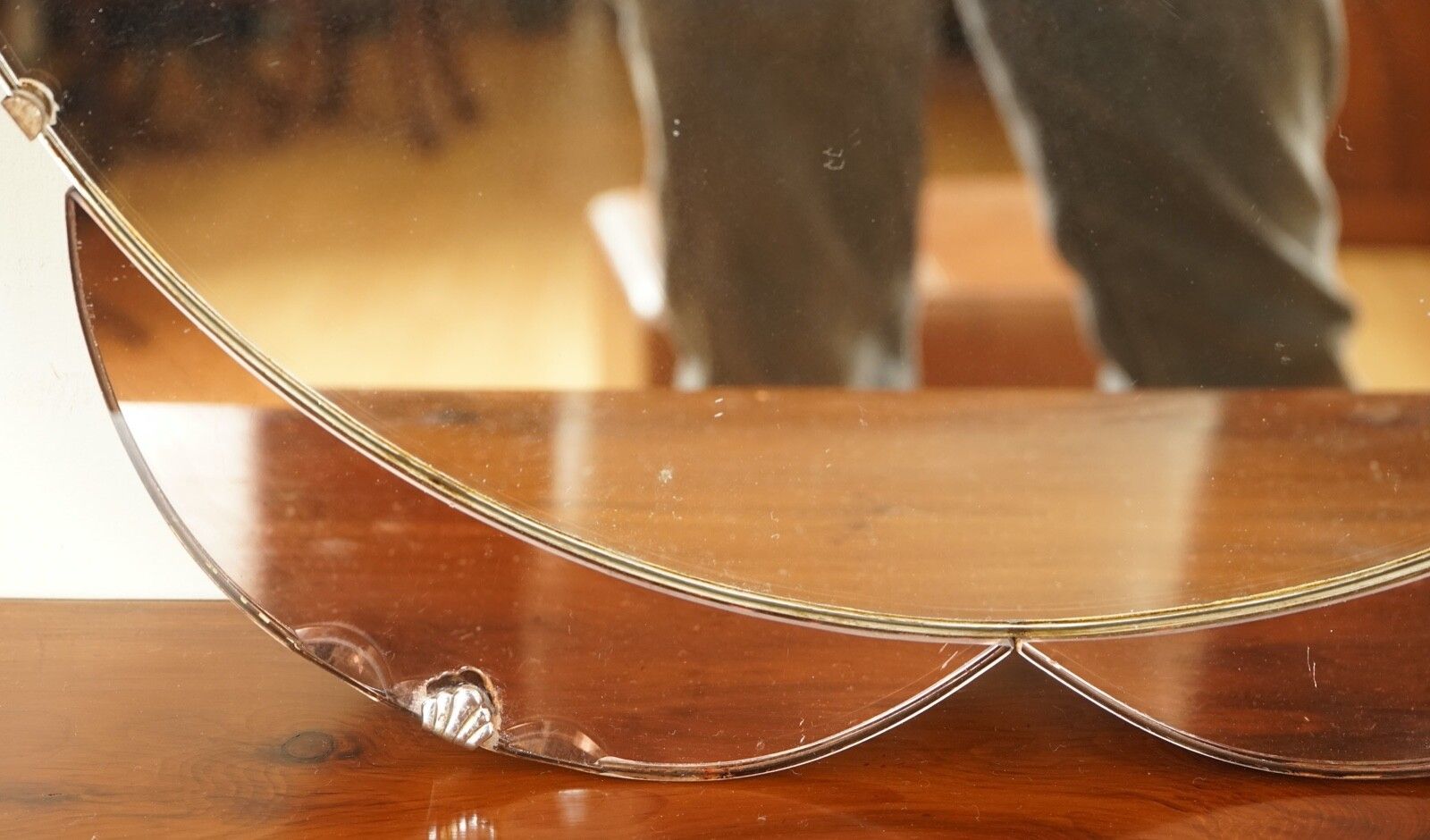 photo furniture Stunning 1930's Amber/Peach In Shape Of A Flower Bevelled Mirror