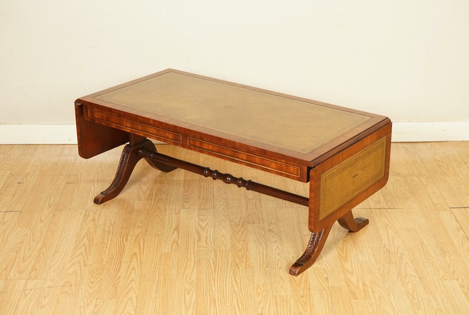 Vintage Bevan Funnell Extending Mahogany Coffee Table With Leather Top photo furniture