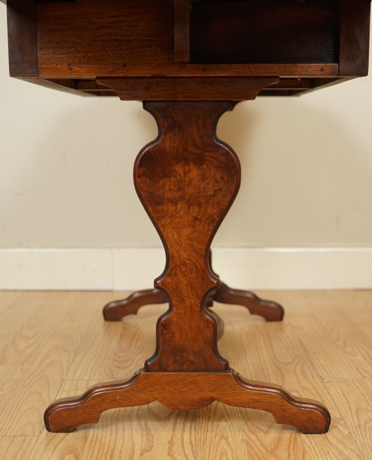 photo for sale Lovely Bevan And Funnell Burr Walnut Extending Dropleaf Side End Table