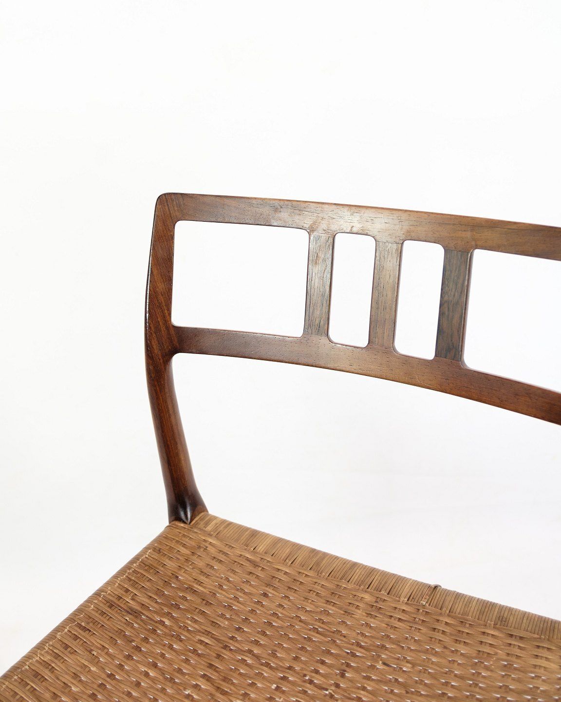 Set Of 4 Dining Chairs Model 79 In Rosewood & Plank Wicker By Niels Otto Møller For Jl Møllers Furniture Factory From 1960s photo vinterior