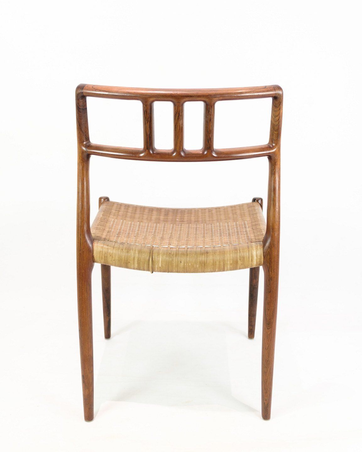Set Of 4 Dining Chairs Model 79 In Rosewood & Plank Wicker By Niels Otto Møller For Jl Møllers Furniture Factory From 1960s photo vintage