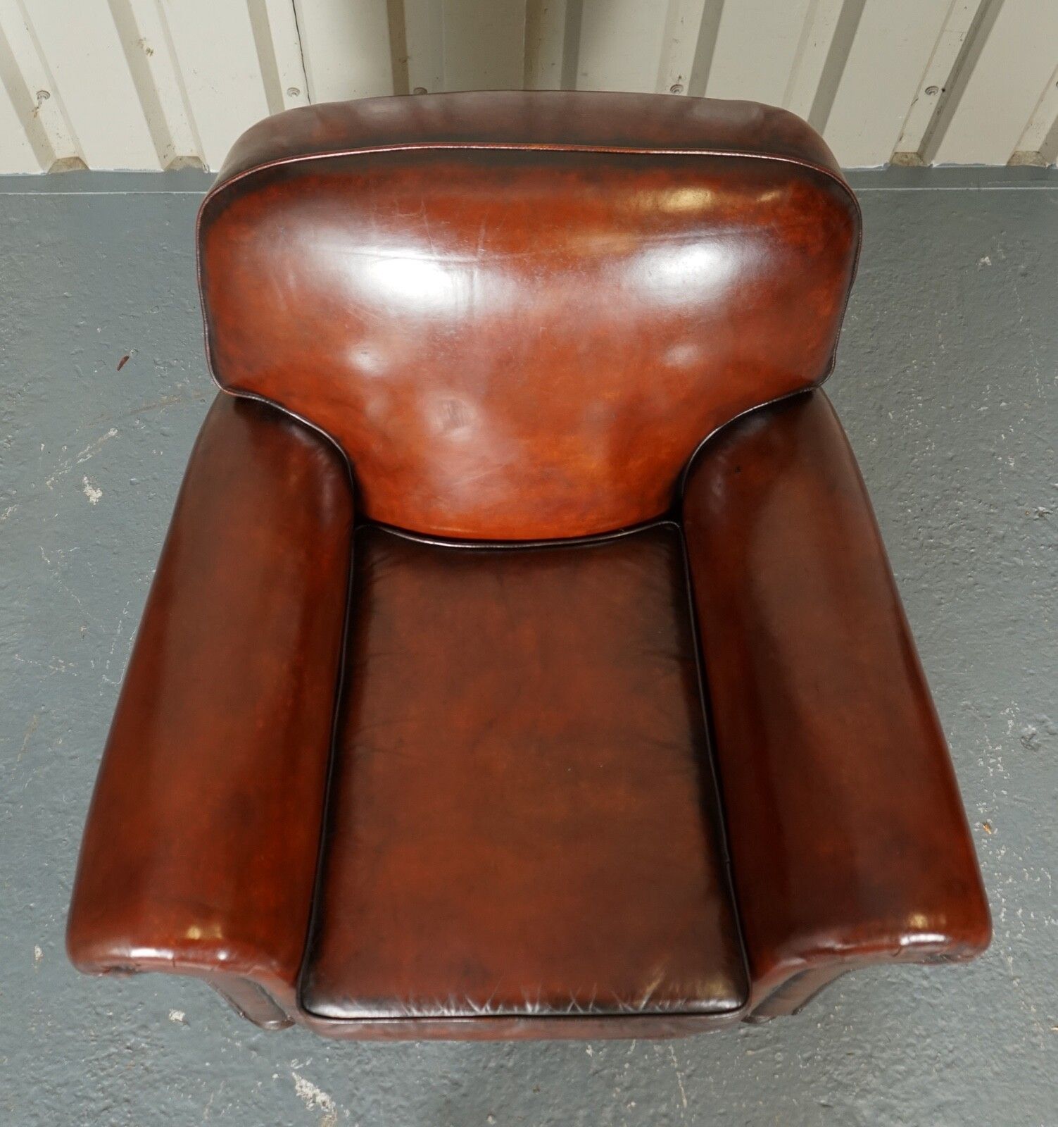 photo for sale Restored Victorian Maroon Dyed Leather Suite Club Armchairs Gentleman Club Sofa