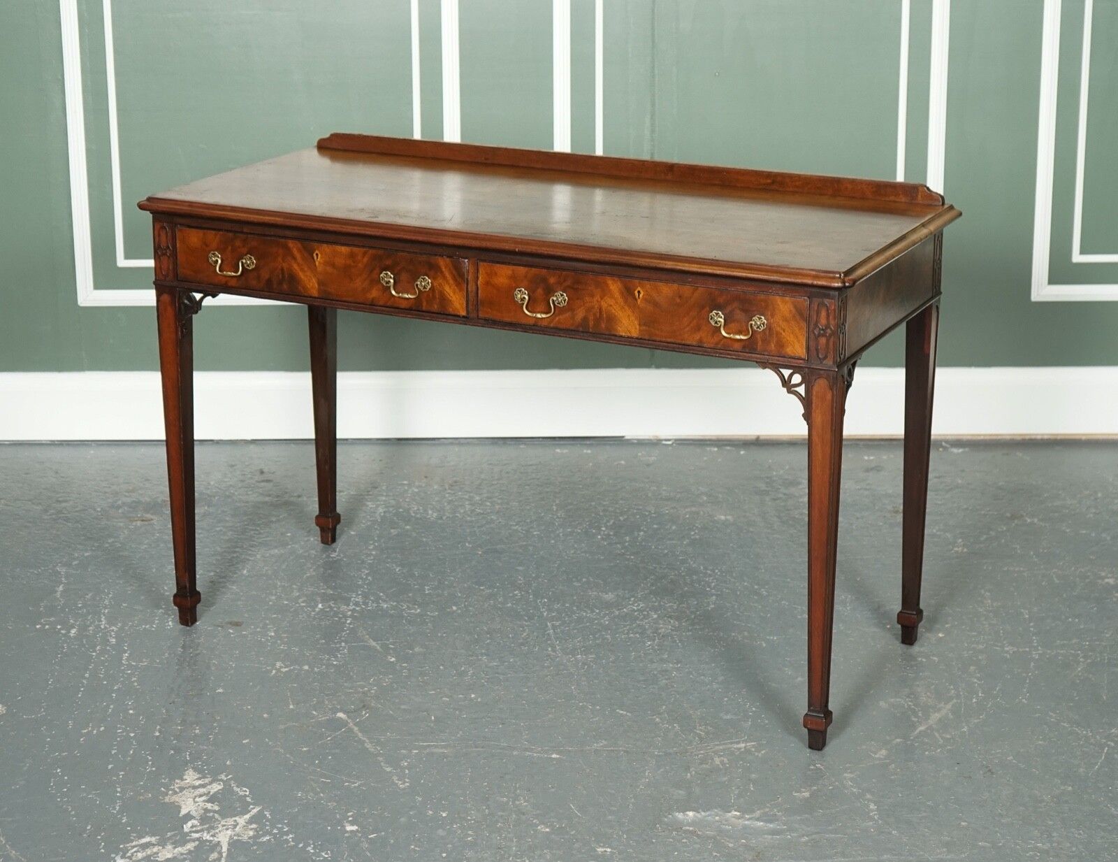 Stunning Chippendale Style Mahogany Console Hallway Table With Original Handles photo vinterior