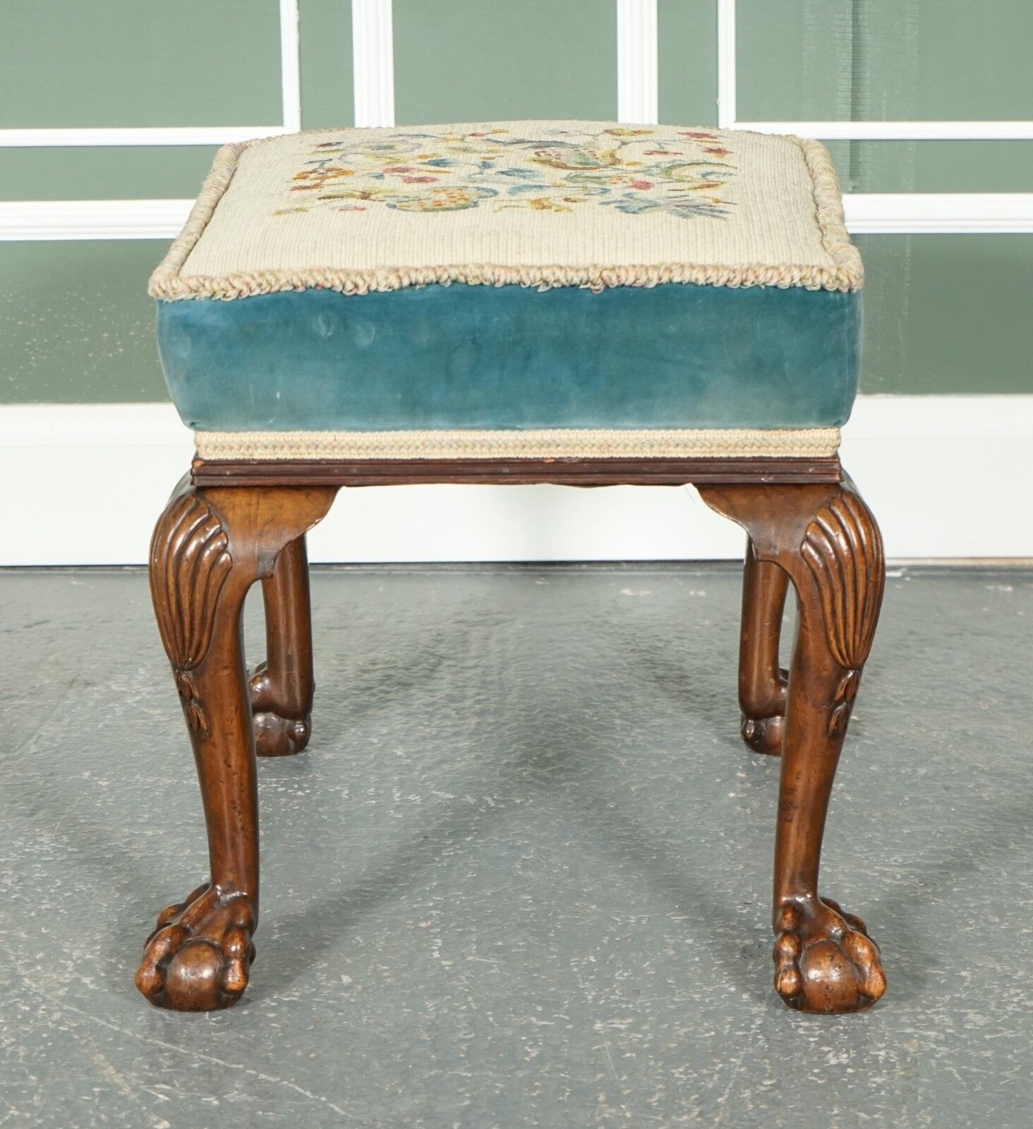 Fine Late Victorian Flower Upholstery Claw And Ball Foot Stool photo buy