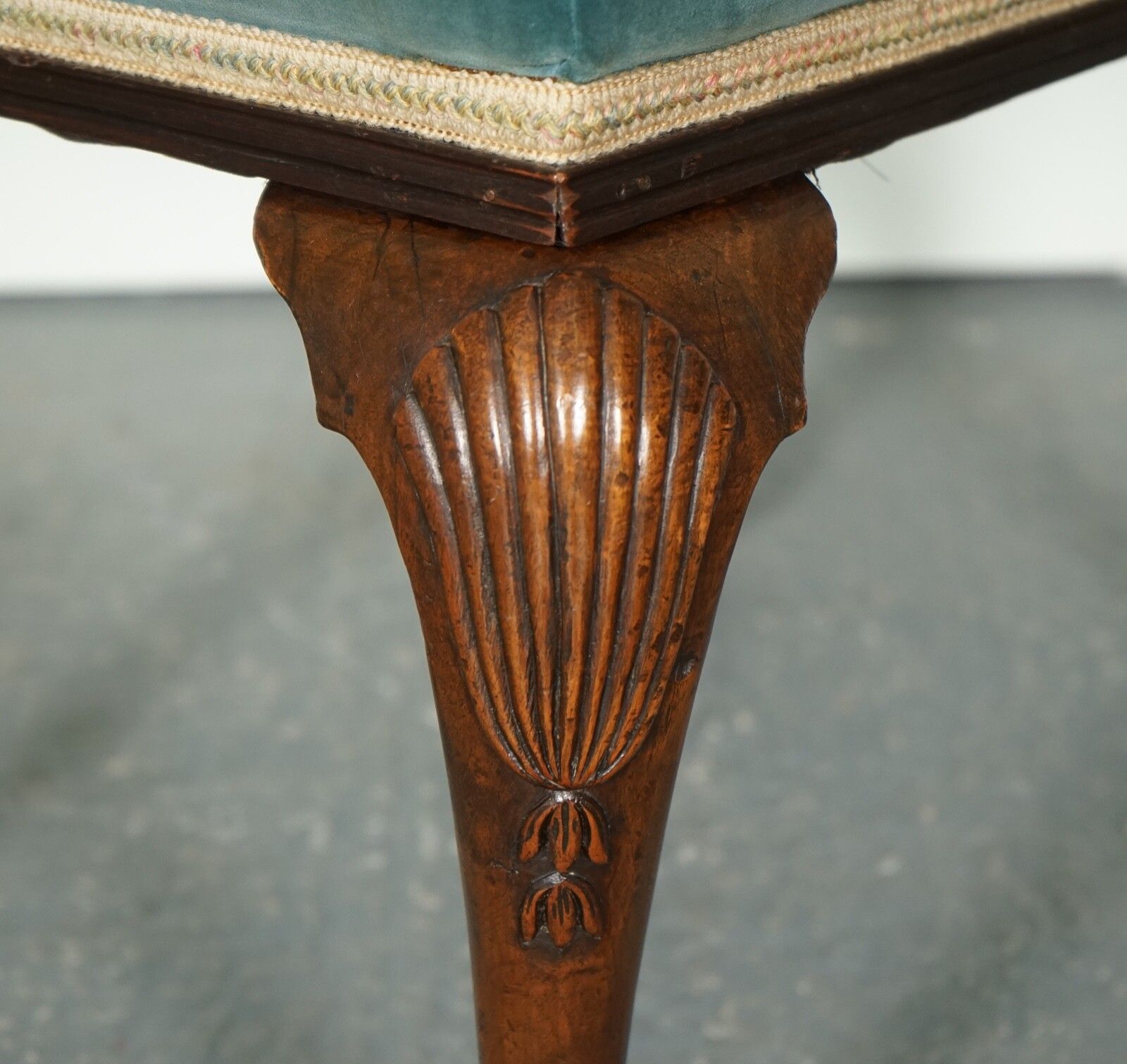 photo furniture Fine Late Victorian Flower Upholstery Claw And Ball Foot Stool