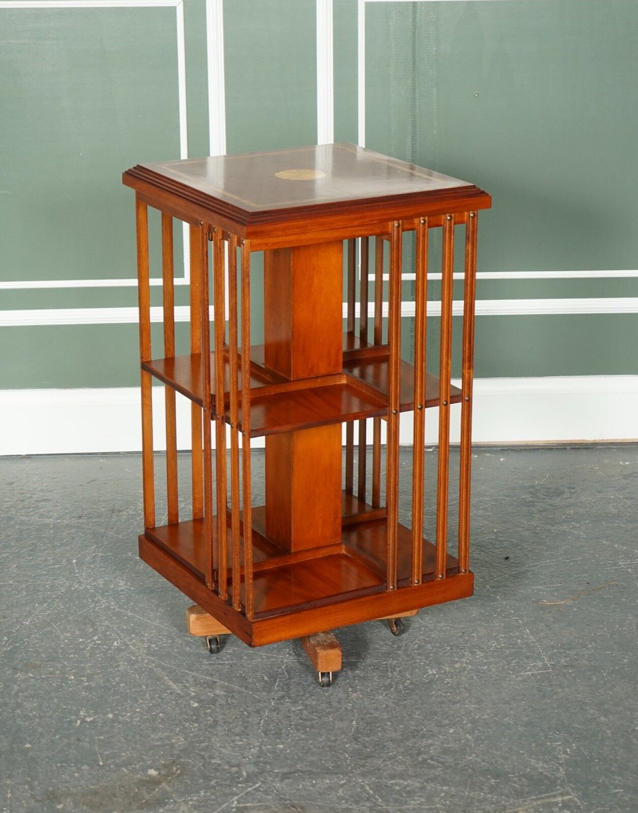Stunning Burr Walnut Sheraton Revival Inlaid Revolving Bookcase End Table photo Furniture
