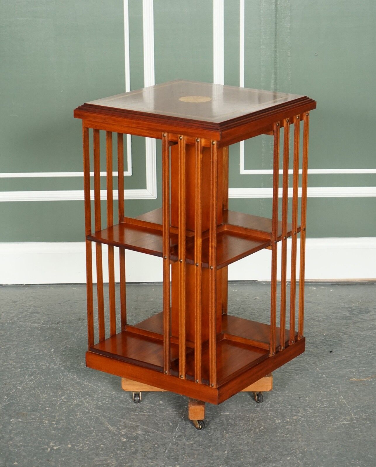 Stunning Burr Walnut Sheraton Revival Inlaid Revolving Bookcase End Table photo 1200.0