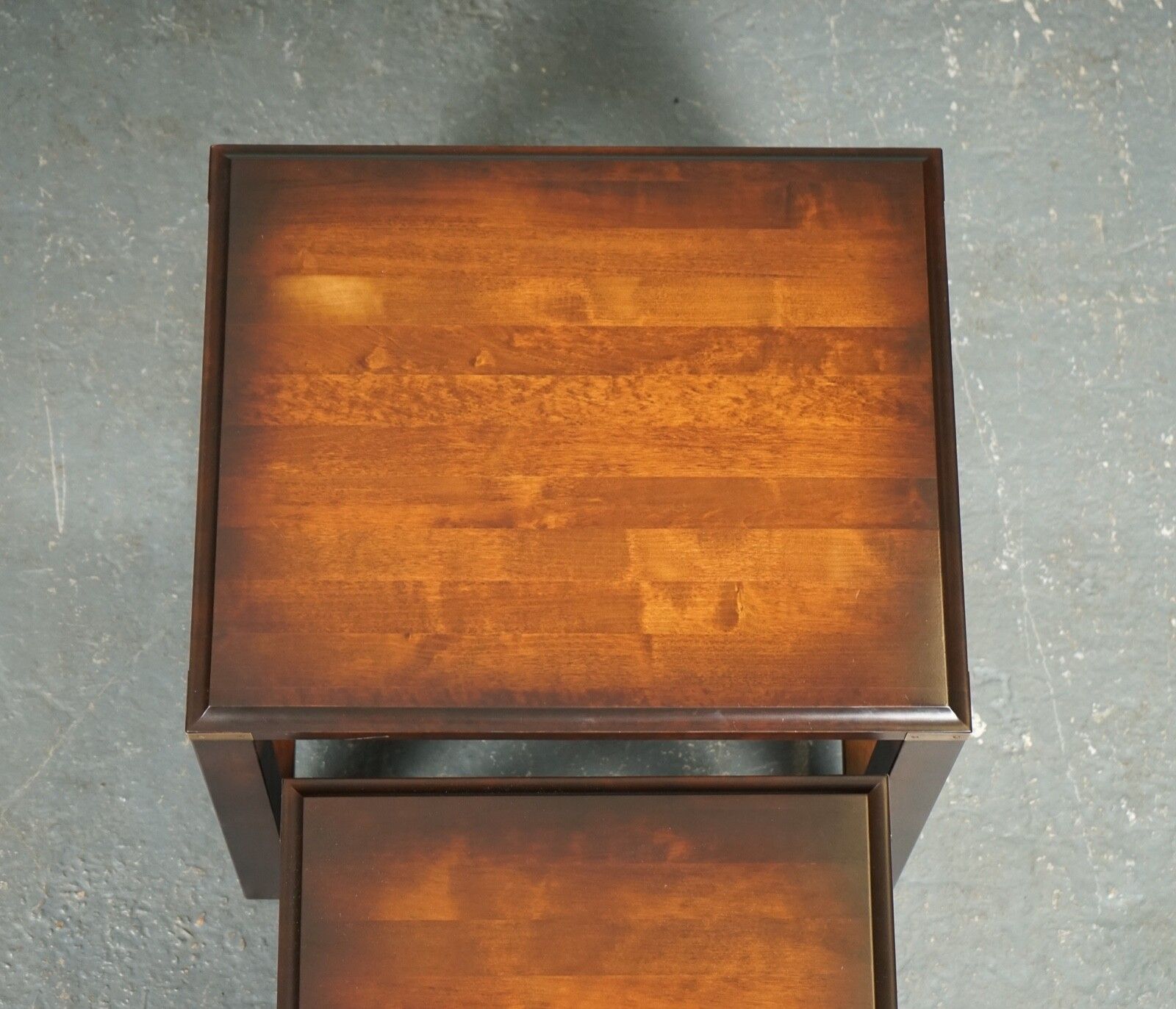Vintage Mahogany & Brass Military Campaign Nest Of Tables With Drawer photo vintage