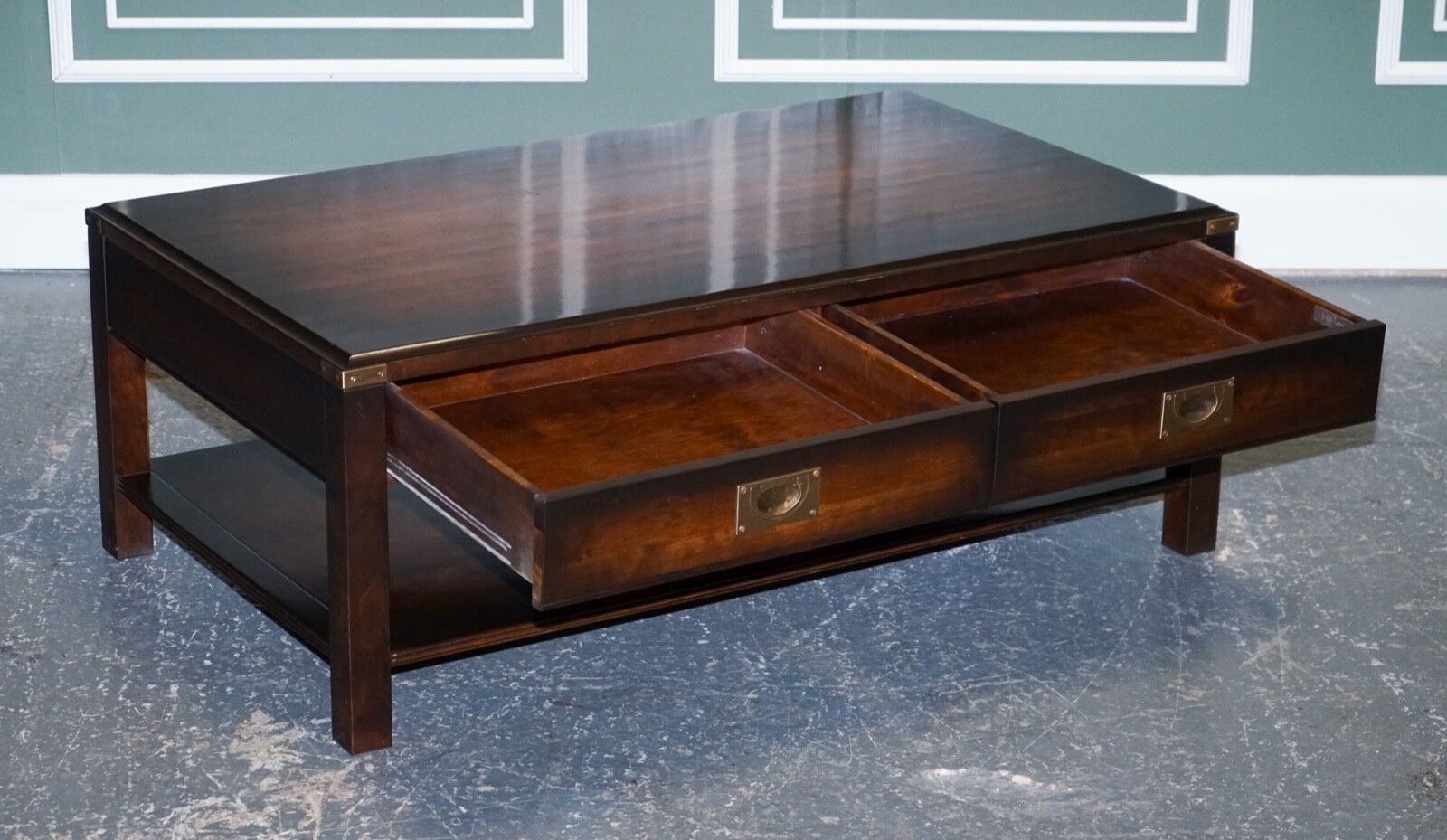 Stunning Vintage Military Campaign Mahogany & Brass Coffee Table photo 1500.0