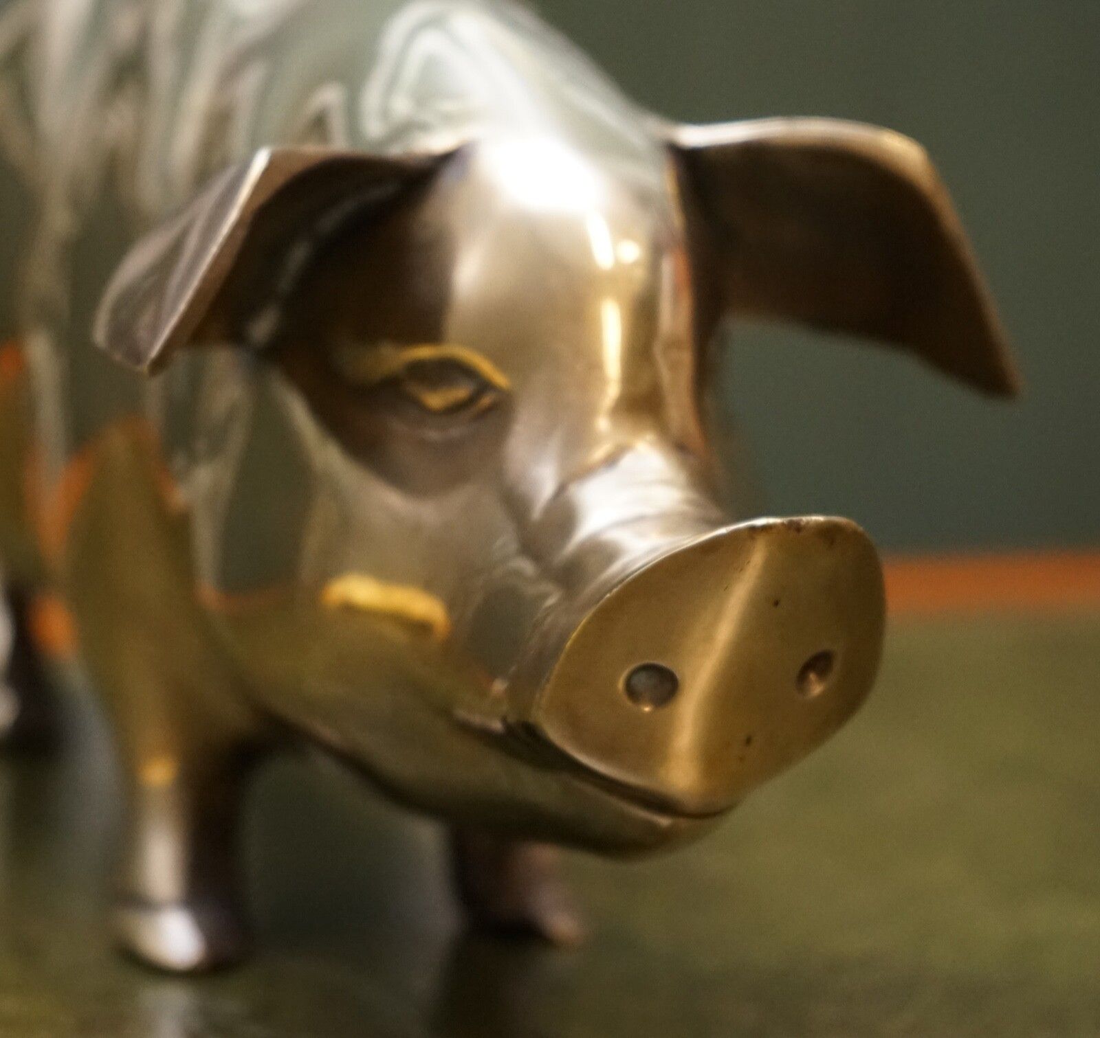 1920s Antique Decorative Brass Piggy Bank photo 950.0