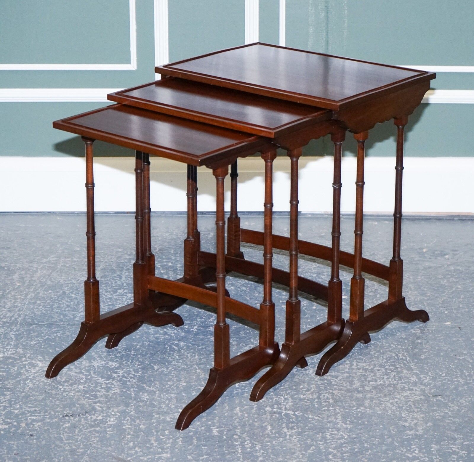 Georgian Nest Of Four Nesting Tables Side Tables With Bamboo Legs photo for sale