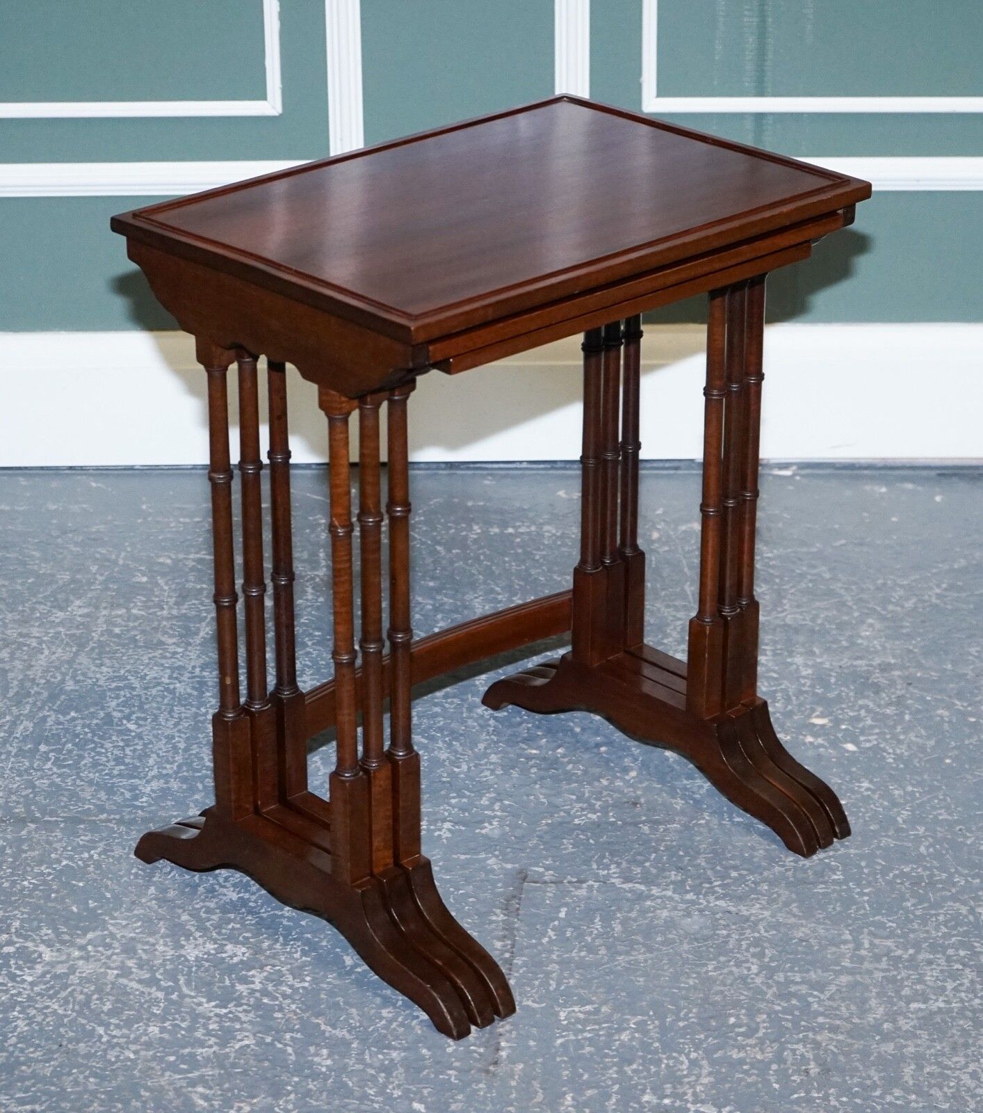 Georgian Nest Of Four Nesting Tables Side Tables With Bamboo Legs photo vinterior