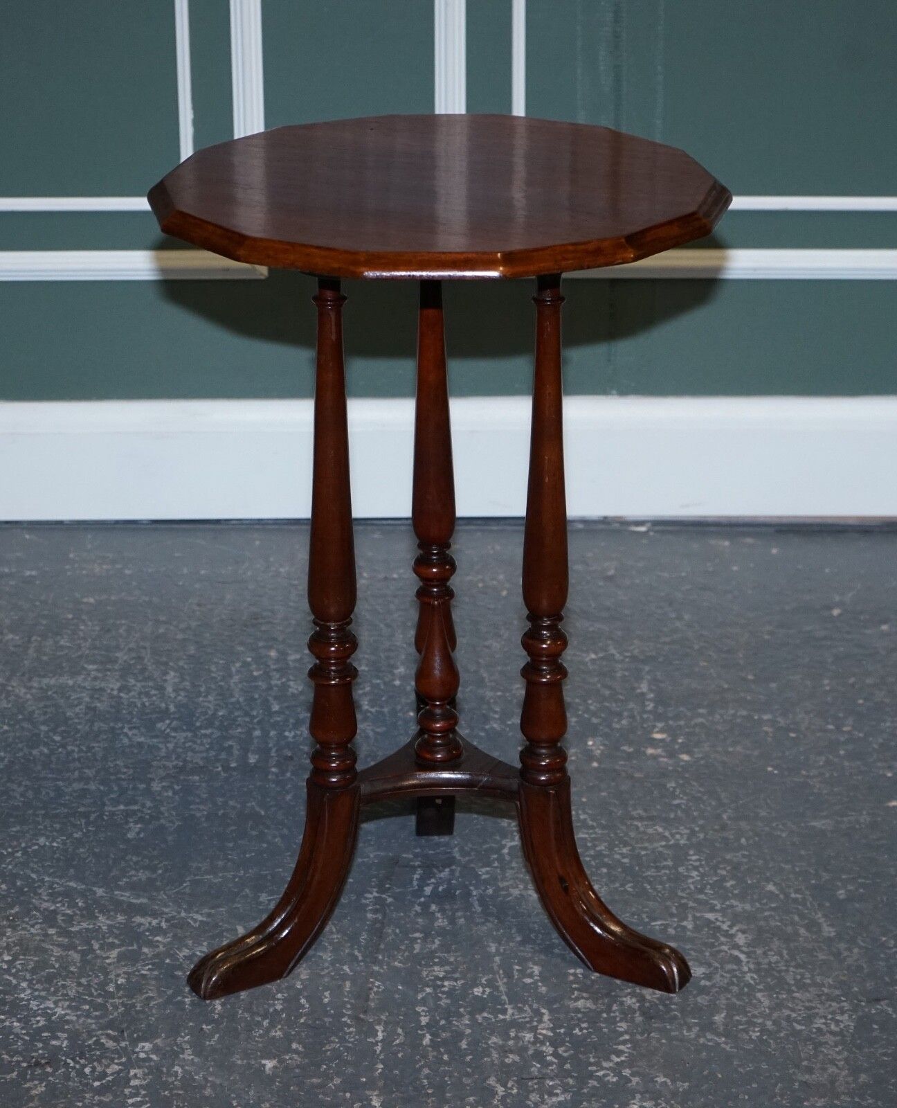Lovely Restored Hardwood Hexagon Side Table With Curved Spade Feet photo furniture