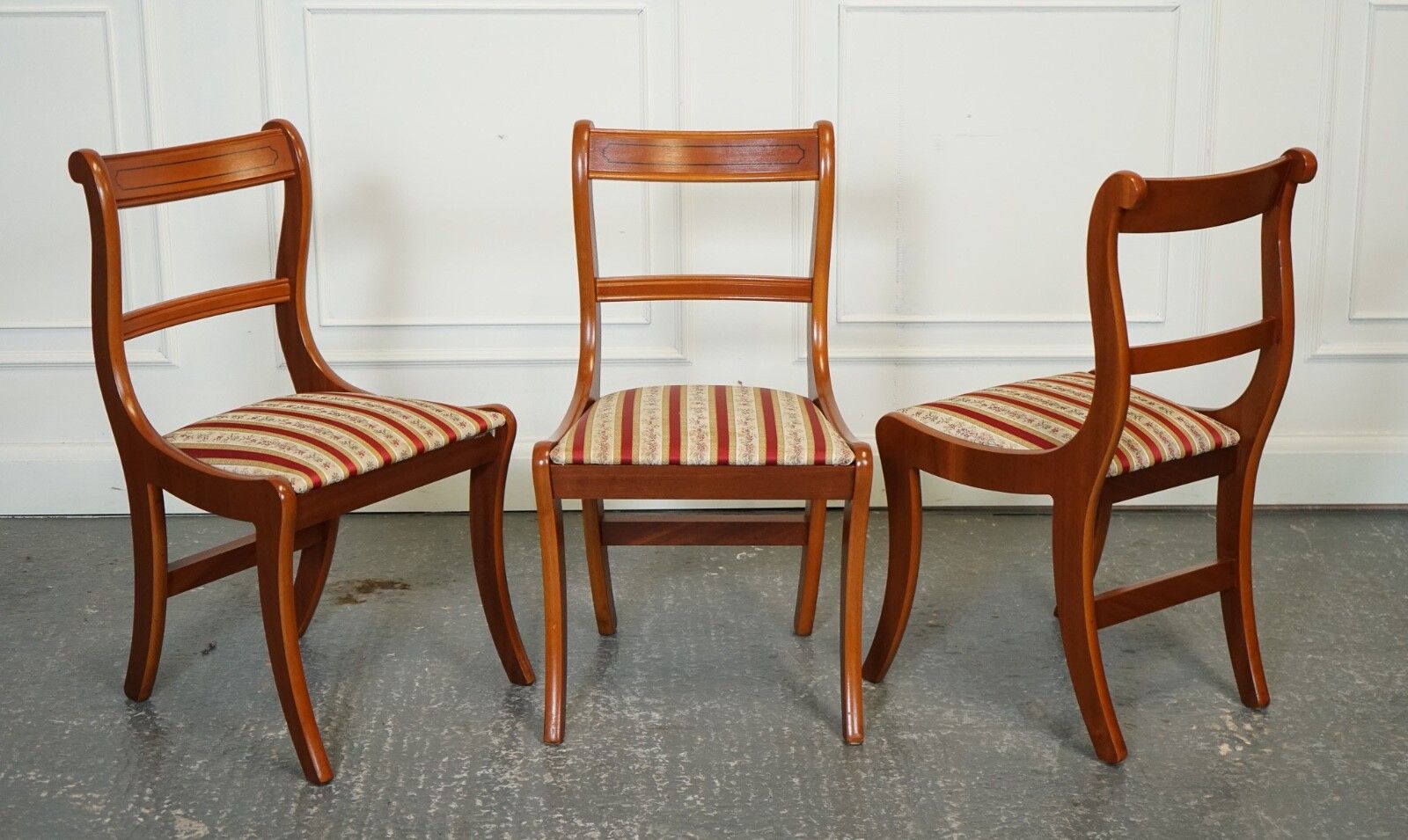 Vintage Set Of 8 Yew Wood Dining Chairs J1 photo Furniture